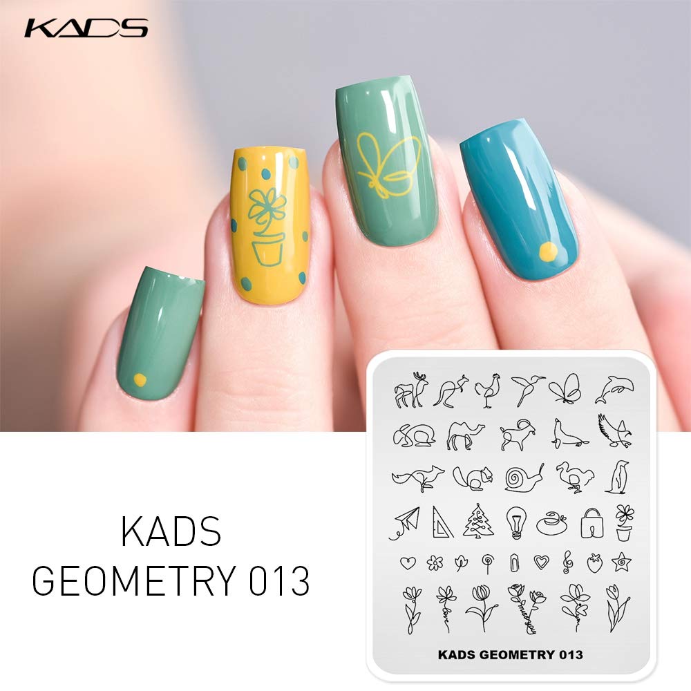KADS 5-Piece Nail Stamp Plates Set - Unique Geometric Nail Art Stamping Kit for DIY Manicure | Perfect for Salon, Home Use & Gift Giving
