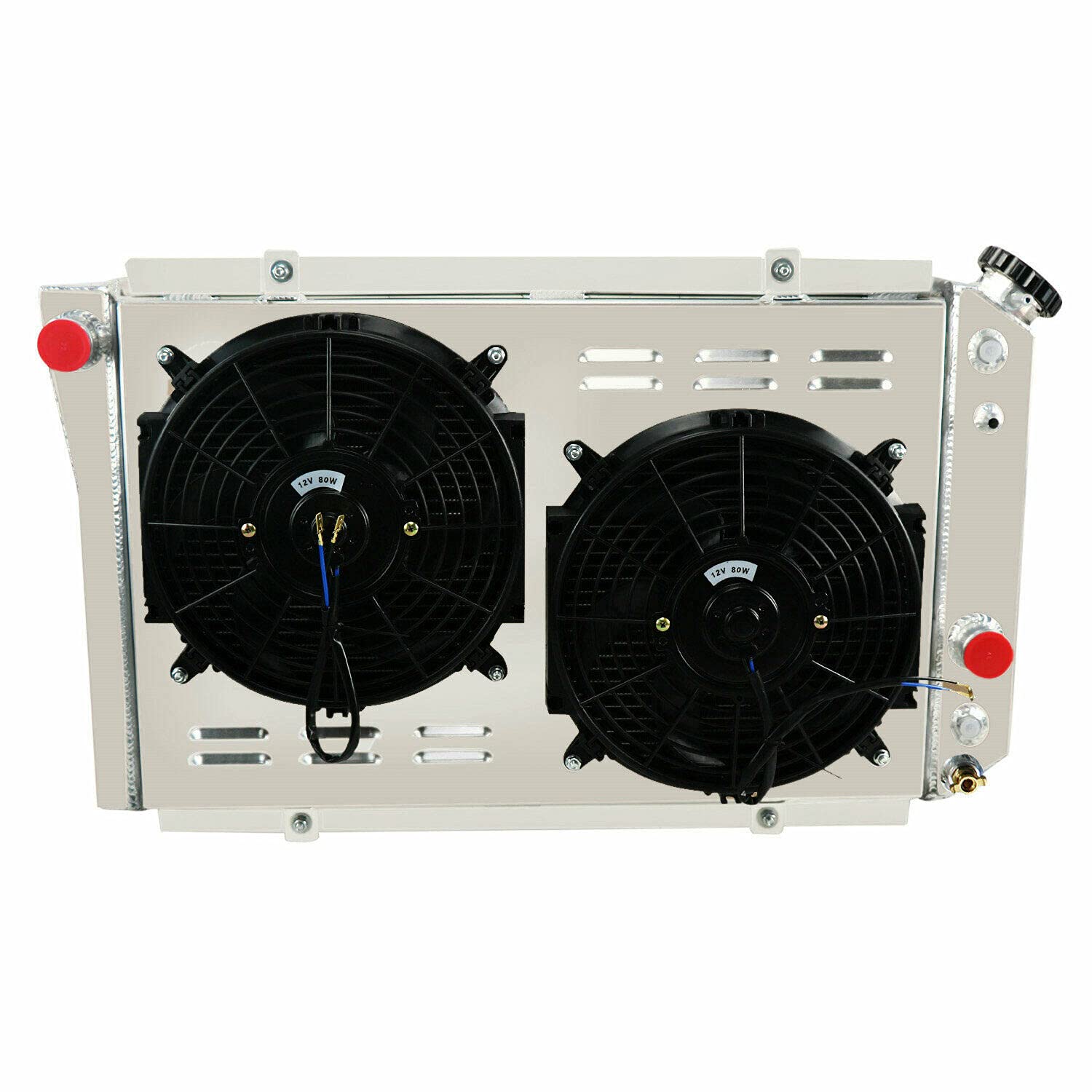ECMRAD Aluminum Radiator Shroud Fans Combo for 1984-2002 Chevy S10 V8 Swap & 1984-1990 Corvette 5.7L V8 | High-Performance Cooling System | Perfect for Engine Upgrades & Hot Weather Driving