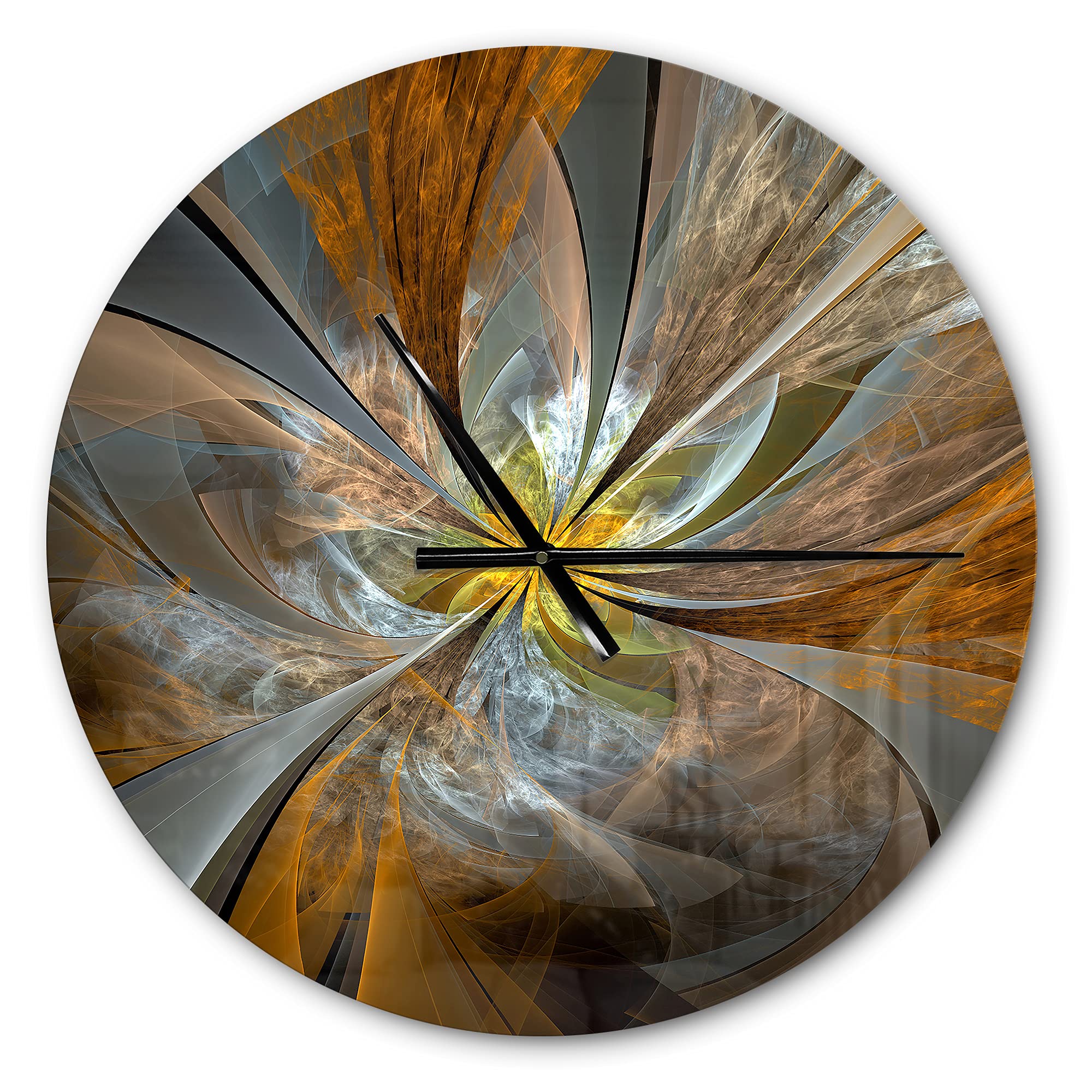 Symmetrical Brown Fractal Flower Wall Clock - Modern Decorative Clock for Home, Bedroom, Bathroom, Office & Living Room | Perfect for Boho Decor, Minimalist Spaces & Unique Wall Art
