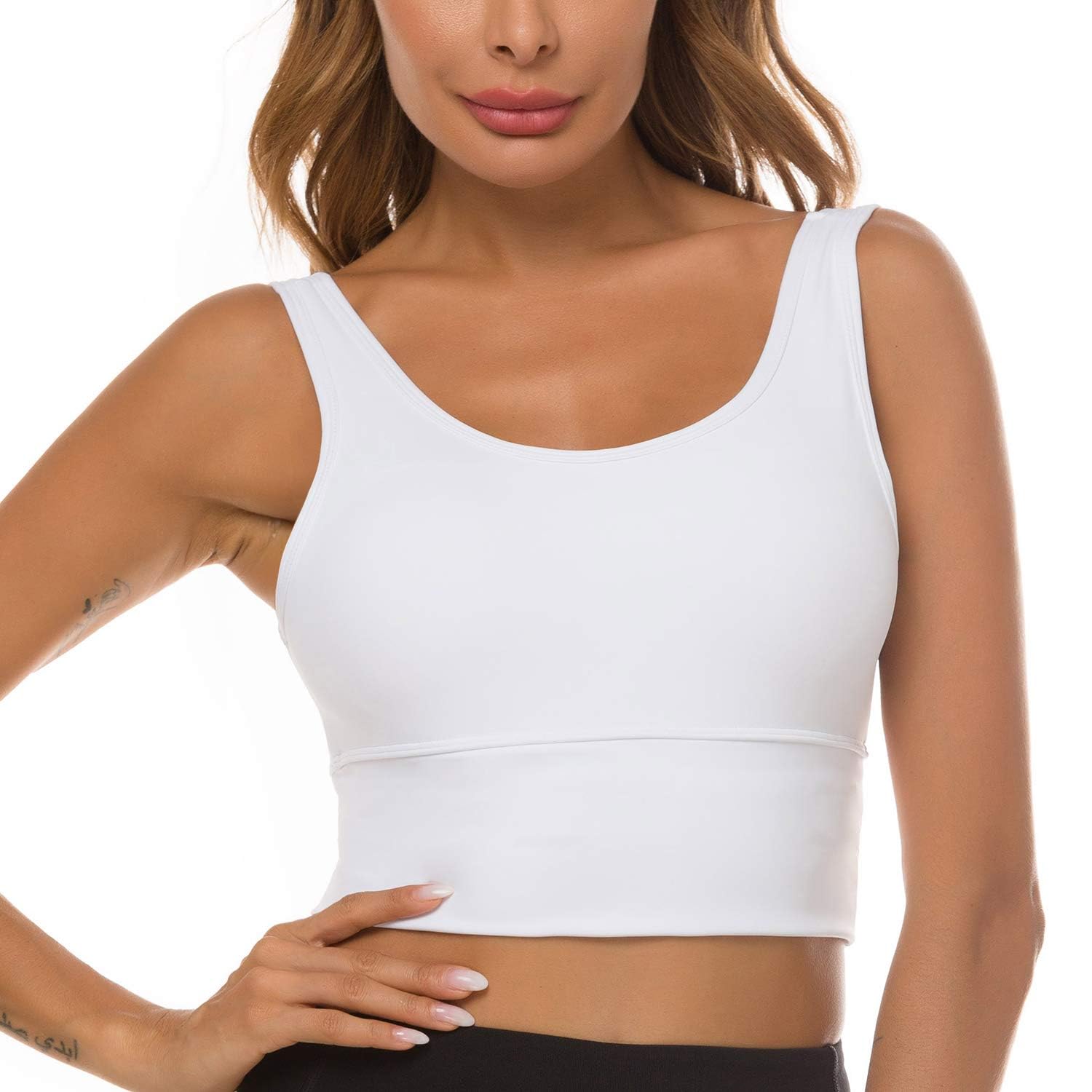 High Impact Sports Bras for Women - Seamless Wirefree Padded Yoga Bra, Longline Workout Crop Top for Running, Gym & Active Lifestyle