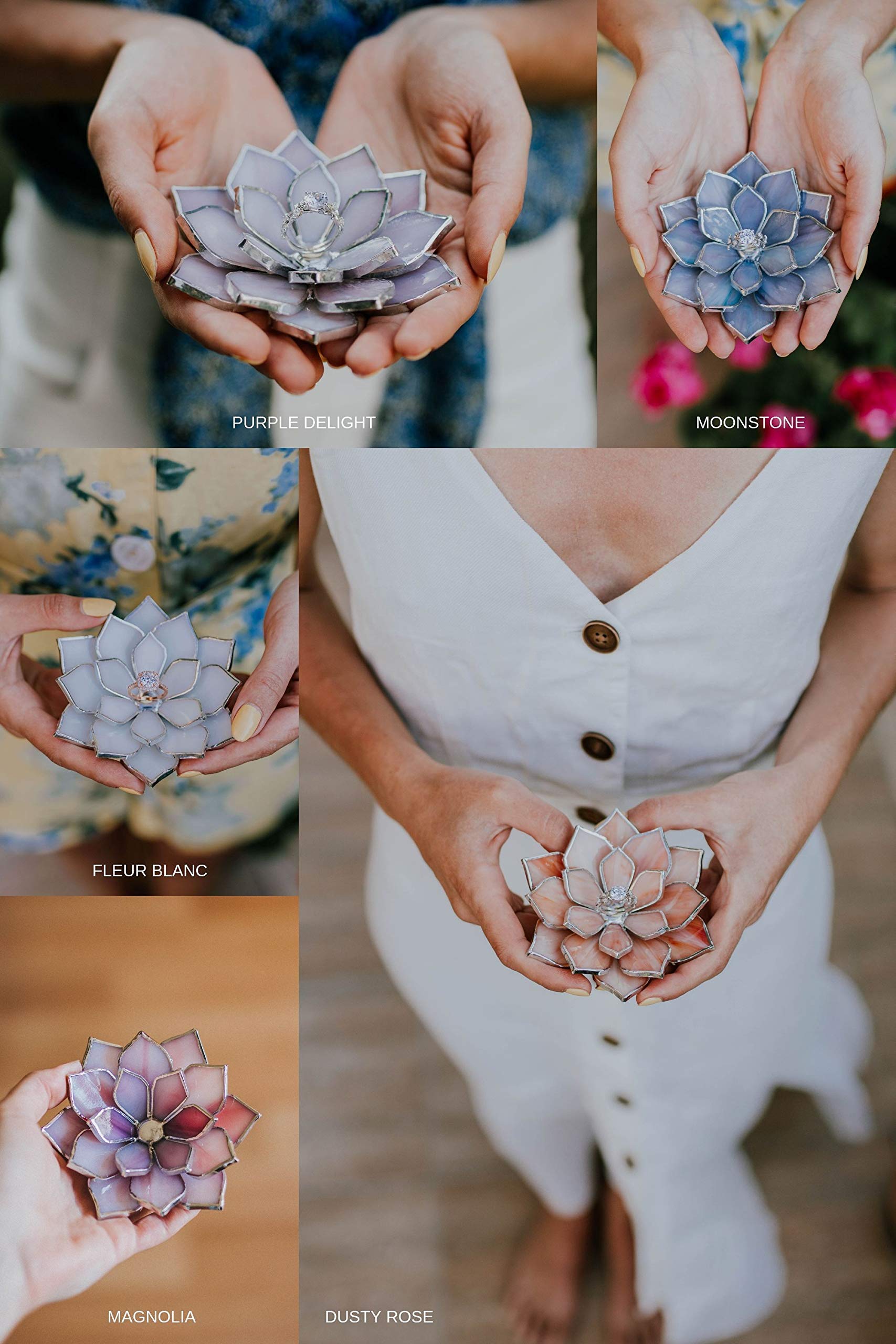 Succulent Ring Dish - Elegant Wedding Ring Holder & Jewelry Storage | Vanity Decor for Home | Perfect Valentine's Day & Engagement Gift | Gothic Wedding Decor | Black Prince Design - Ideal for Bedroom, Bathroom & Bridal Dressing Table