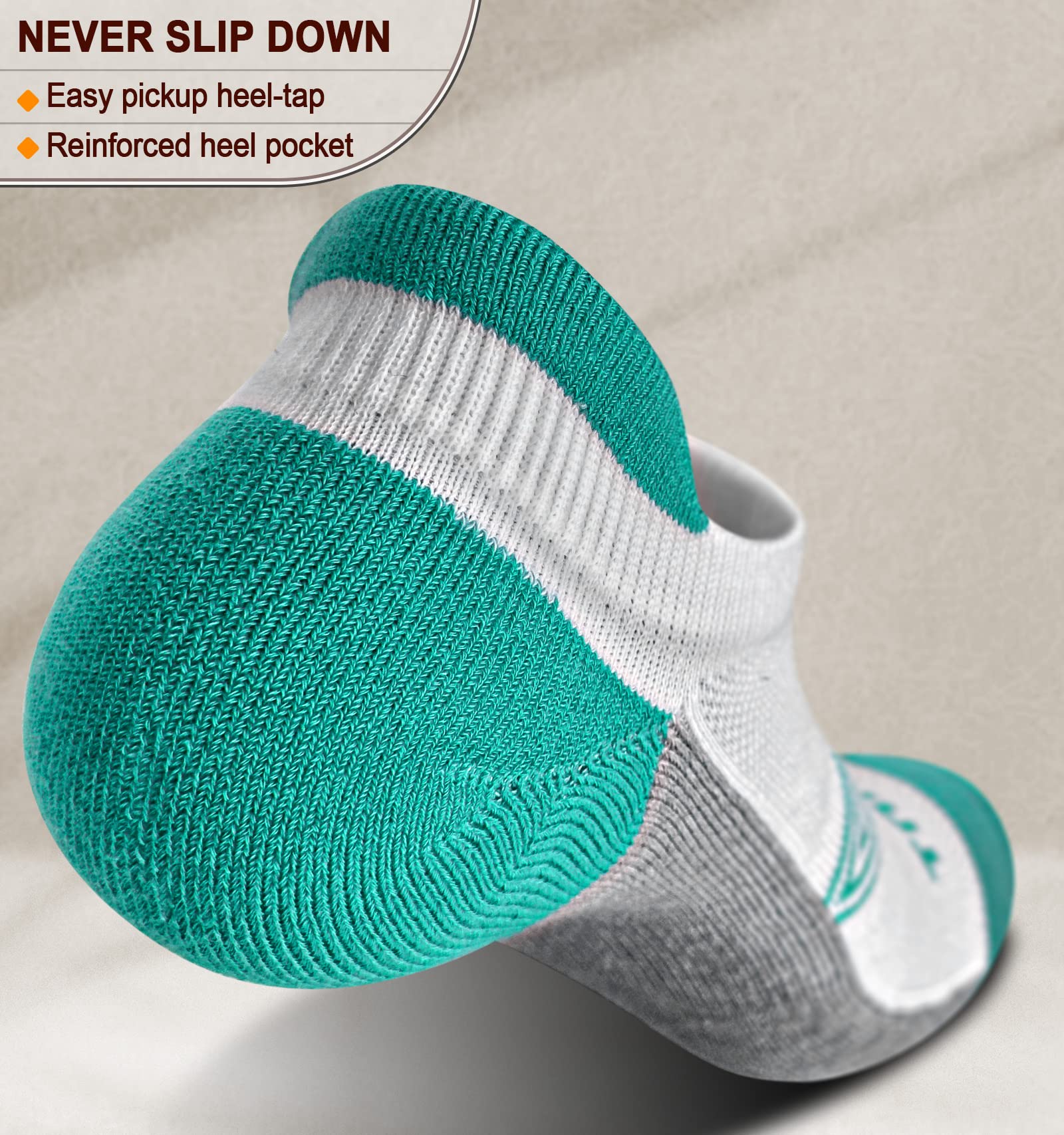 BULLIANT Women's Athletic Ankle Socks 6-Pack - No Show Cushioned for Running & Walking with Arch Support - Gym & Daily Wear
