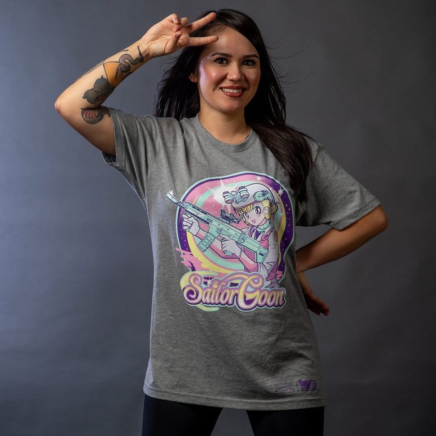 Women's Sailor Goon Boyfriend Fit T-Shirt - Dark Heather Gray | Casual Loose Fit Tee for Everyday Wear, Street Style & Layering