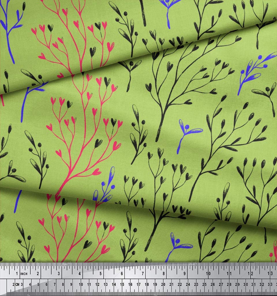 Soimoi Moss Georgette Green Fabric by The Yard - 44 Inch Wide Hoya Kerrii Leaves Printed Fabric - Botanical Home Decor Fabric for Curtains, Dresses & DIY Crafts