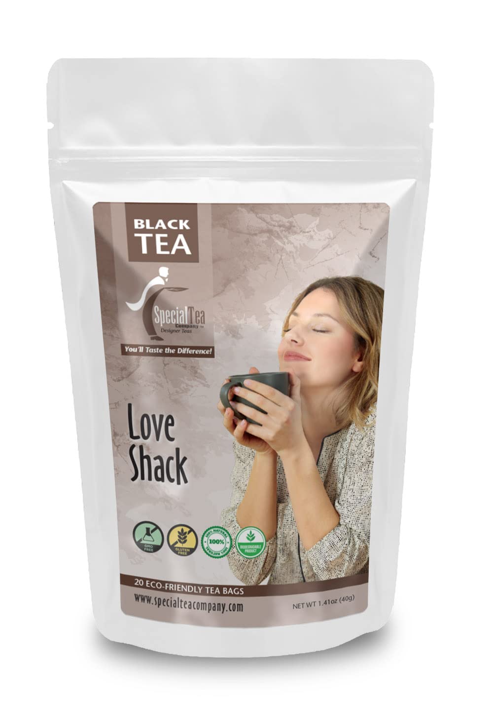 Premium Black Tea Bags - Special Tea Love Shack Loose Leaf Blend (20 Count) | Rich Flavor for Morning Boost, Afternoon Relaxation & Evening Comfort | Perfect for Home, Office or Gifting