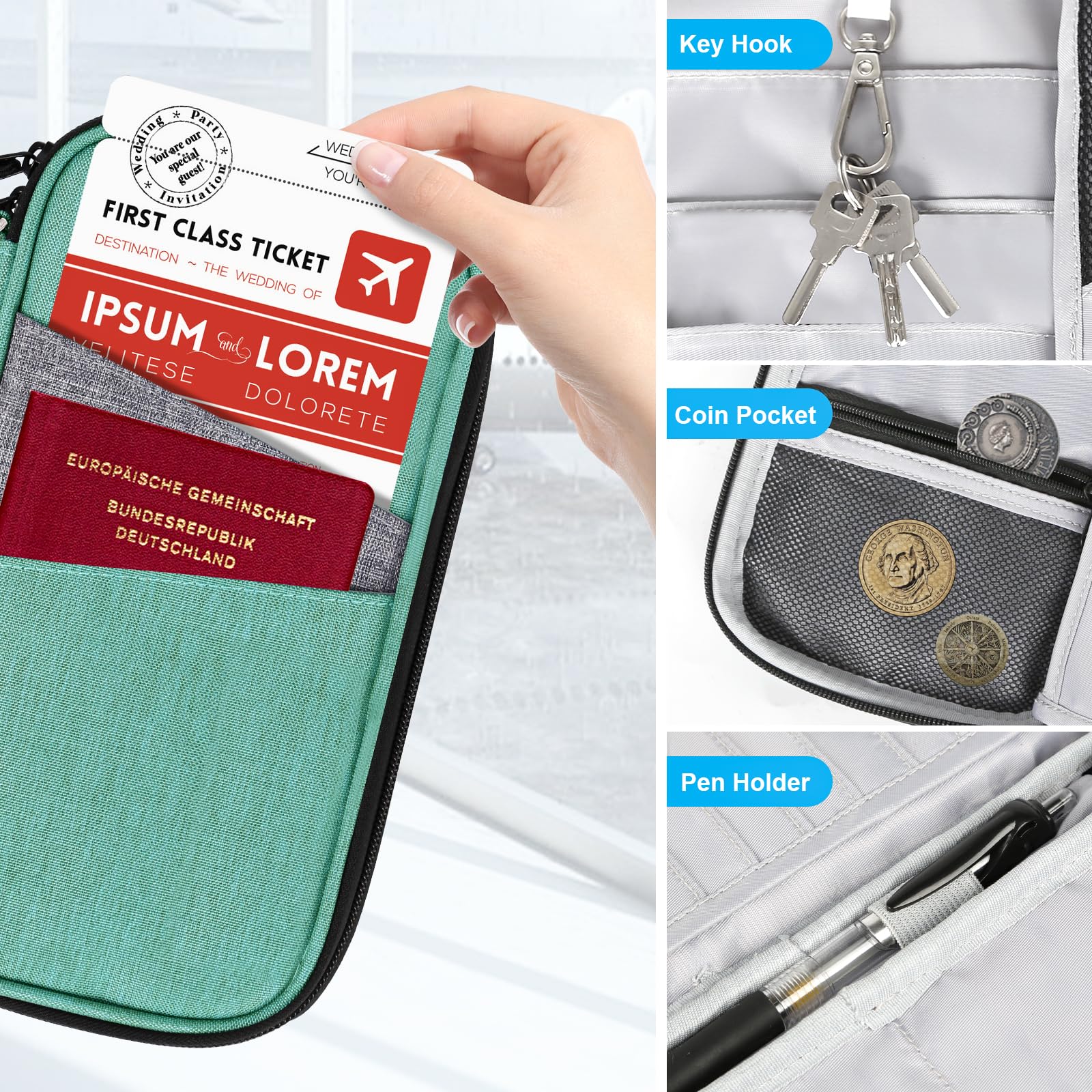RFID Blocking Passport Holder Wallet for Travel - Family & Couples Waterproof Travel Document Organizer for Men & Women | Perfect for International Trips, Vacations & Business Travel