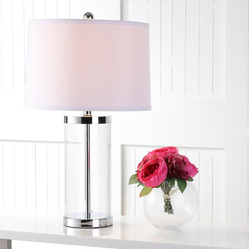 SAFAVIEH Jeanie Modern Glass Cylinder Table Lamp Set of 2 - 25