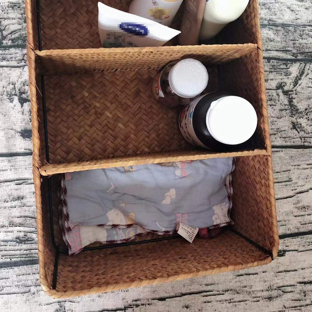 Natural Seagrass Storage Basket - Handwoven Rectangular Organizer for Coffee Station & Home Decor