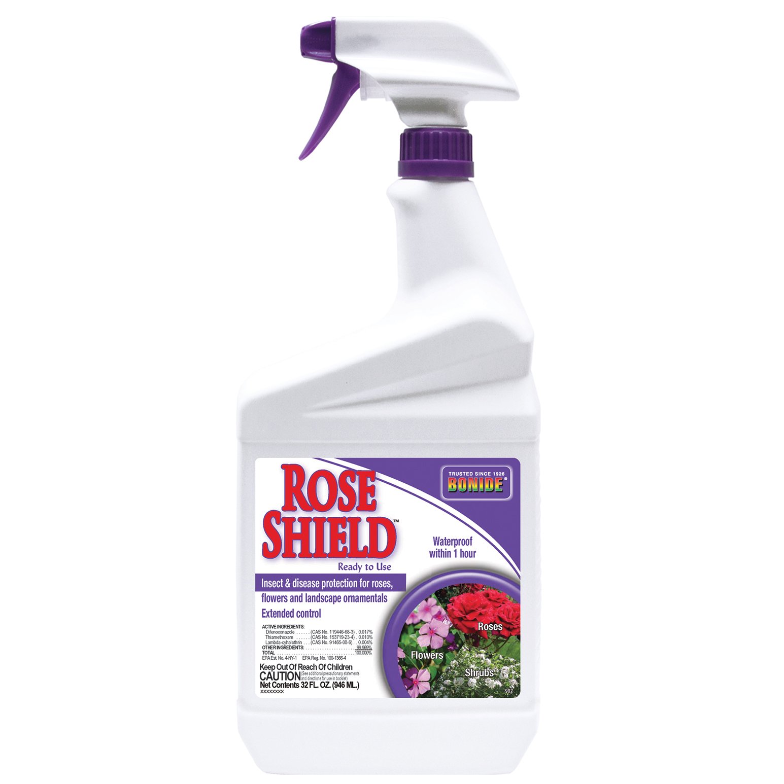 BONIDE Rose Shield Fungicide - Ready to Use Quart Spray for Roses, Flowers & Plants - Prevent Black Spot, Powdery Mildew & Rust - Ideal for Garden, Landscape & Outdoor Plant Care