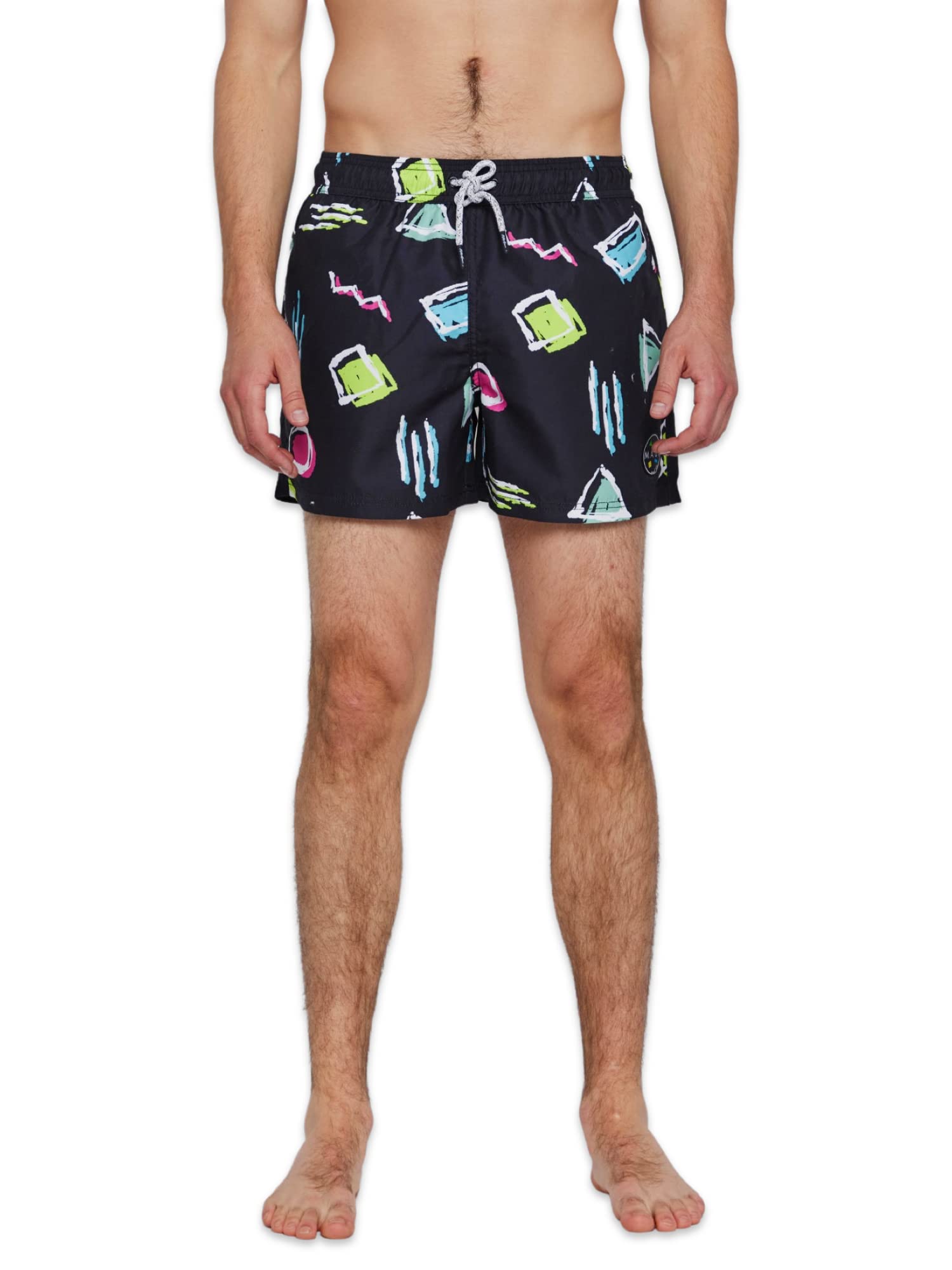 **Shapes Volley Swim Shorts for Men - Quick-Dry, Comfortable & Stylish Black Beach Shorts - Perfect for Swimming, Surfing & Summer Vacations**