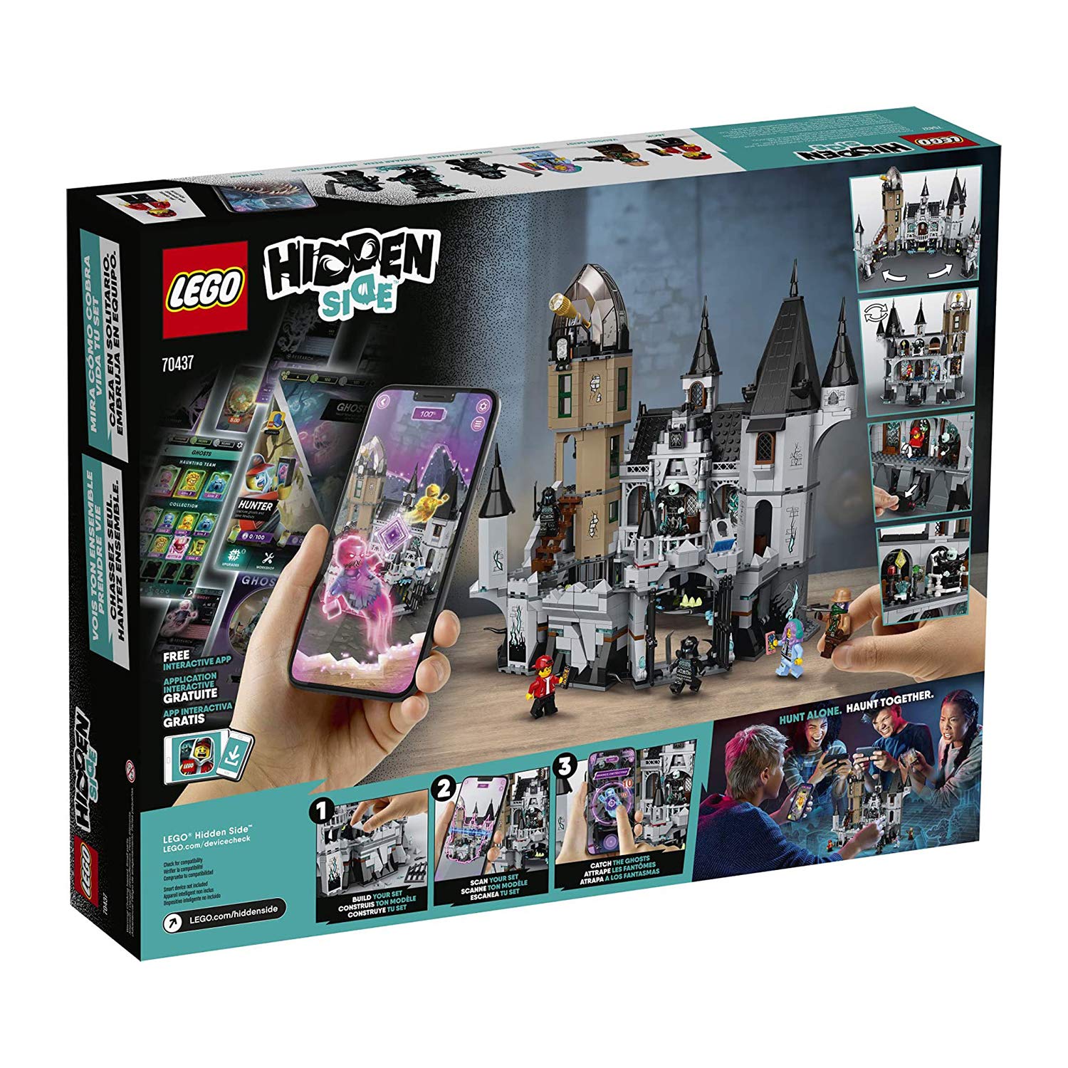 LEGO Hidden Side Mystery Castle 70437 Building Kit - 1,035-Piece AR Ghost Hunting Toy with App Control, Includes Jack & Parker Minifigures - Perfect for Kids' Halloween Play & Interactive Adventure Games