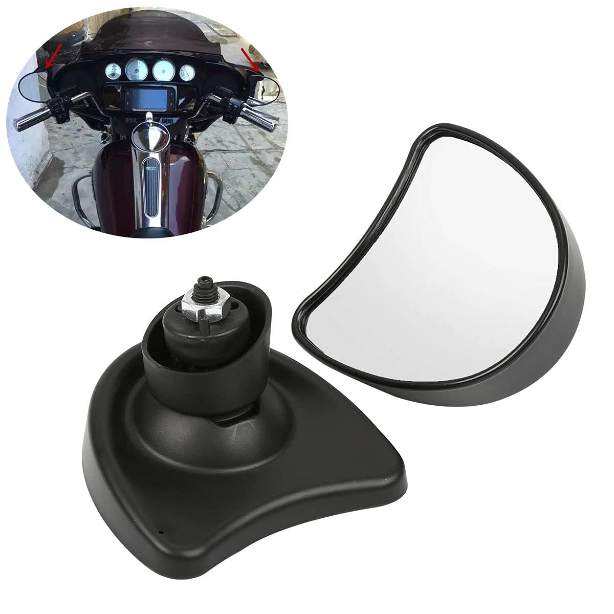 Harley Touring FLH Ultra Limited FLHTK Street Glide FLHX Electra Glide FLHT FLHTCU Rearview Fairing Side Mirrors (1996-2013) - Black - Durable Fairing Mount Rear View Mirrors for Enhanced Safety & Style on Long Rides