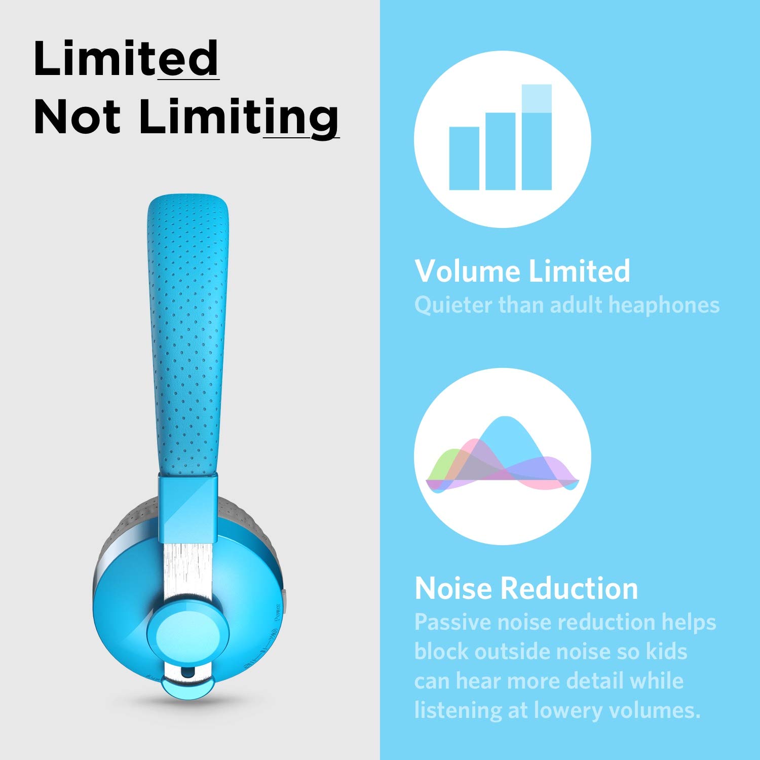 LilGadgets Untangled Pro Wireless Kids Headphones with Microphone - Volume Limited Safe Headphones for Children, SharePort Technology, SoftTouch Ear Cushions (Blue) - Perfect for School, Online Learning & Travel
