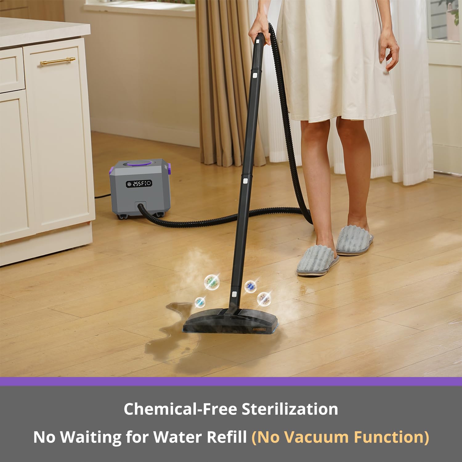 **Awasky Portable Handheld Steam Cleaner - 50-Second Fast Heat Up, Detachable Hose, Multi-Surface Steamer for Home, Car, Furniture, Tile & Grout Cleaning (Grey) - Perfect for Deep Cleaning Upholstery, Floors & Bathrooms**