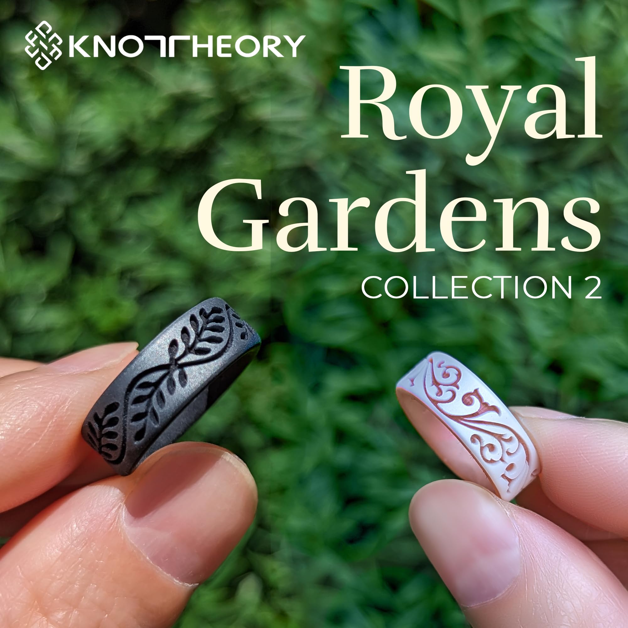 Knot Theory Silicone Wedding Rings - Elegant Filigree, Floral, Hearts & Laurel Designs | Dual Layer Engraved Comfort Fit Breathable Band for Men & Women | Perfect for Sports, Gym, Swimming & Outdoor Activities