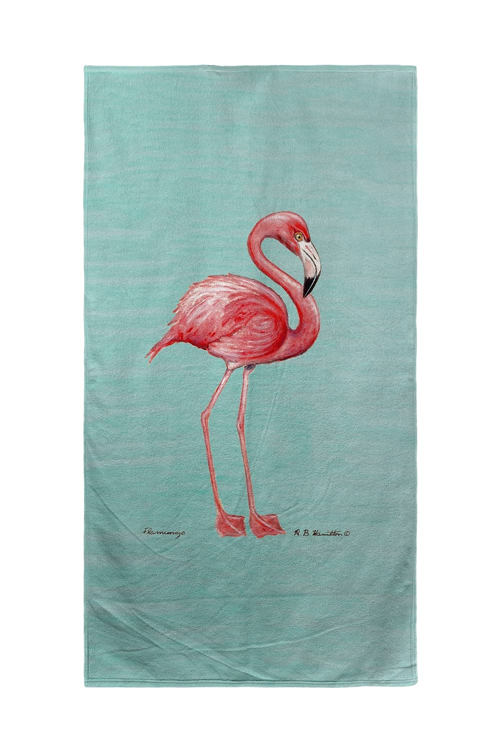 Betsy Drake Pink Flamingo Beach Towel - Soft Aqua Blue Tropical Pool Towel for Summer, Vacation & Outdoor Activities - Perfect for Beach, Poolside, Picnics & Sunbathing