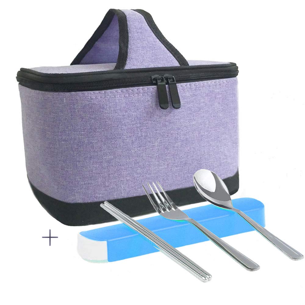 Insulated Bento Lunch Box Bag for Adults - Leakproof & Thermal Lunch Tote for Women & Men (Purple) - Perfect for Office, School & Picnic