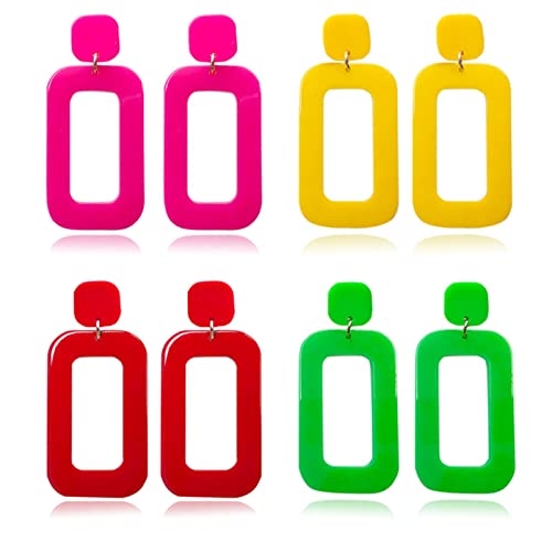 4 Pairs Square Earrings