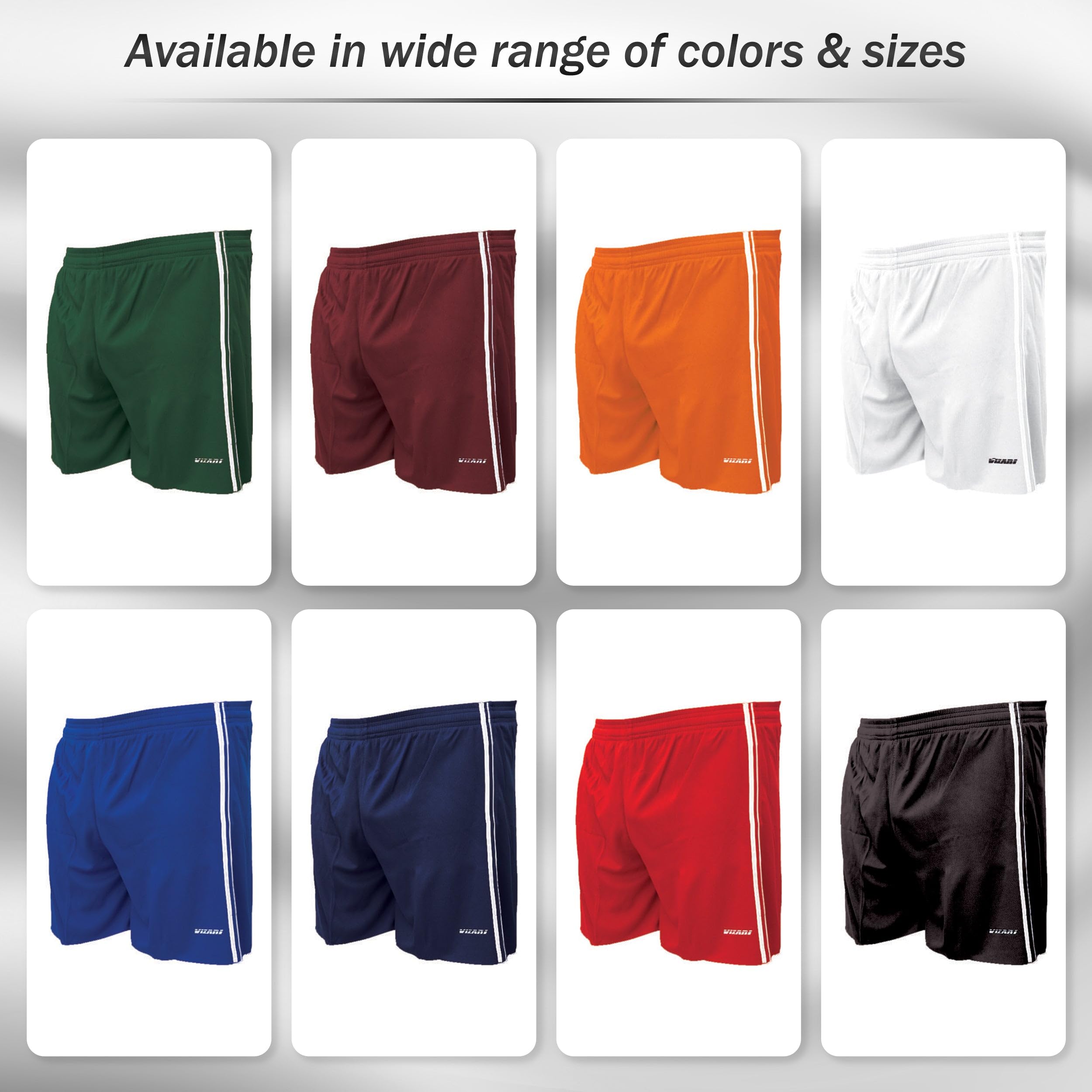 Vizari Men's & Women's Athletic Shorts - Lightweight Breathable Polyester Workout Shorts for Soccer, Gym, Running, Training & Casual Wear | Quick-Dry Comfort for Sports & Everyday Activities
