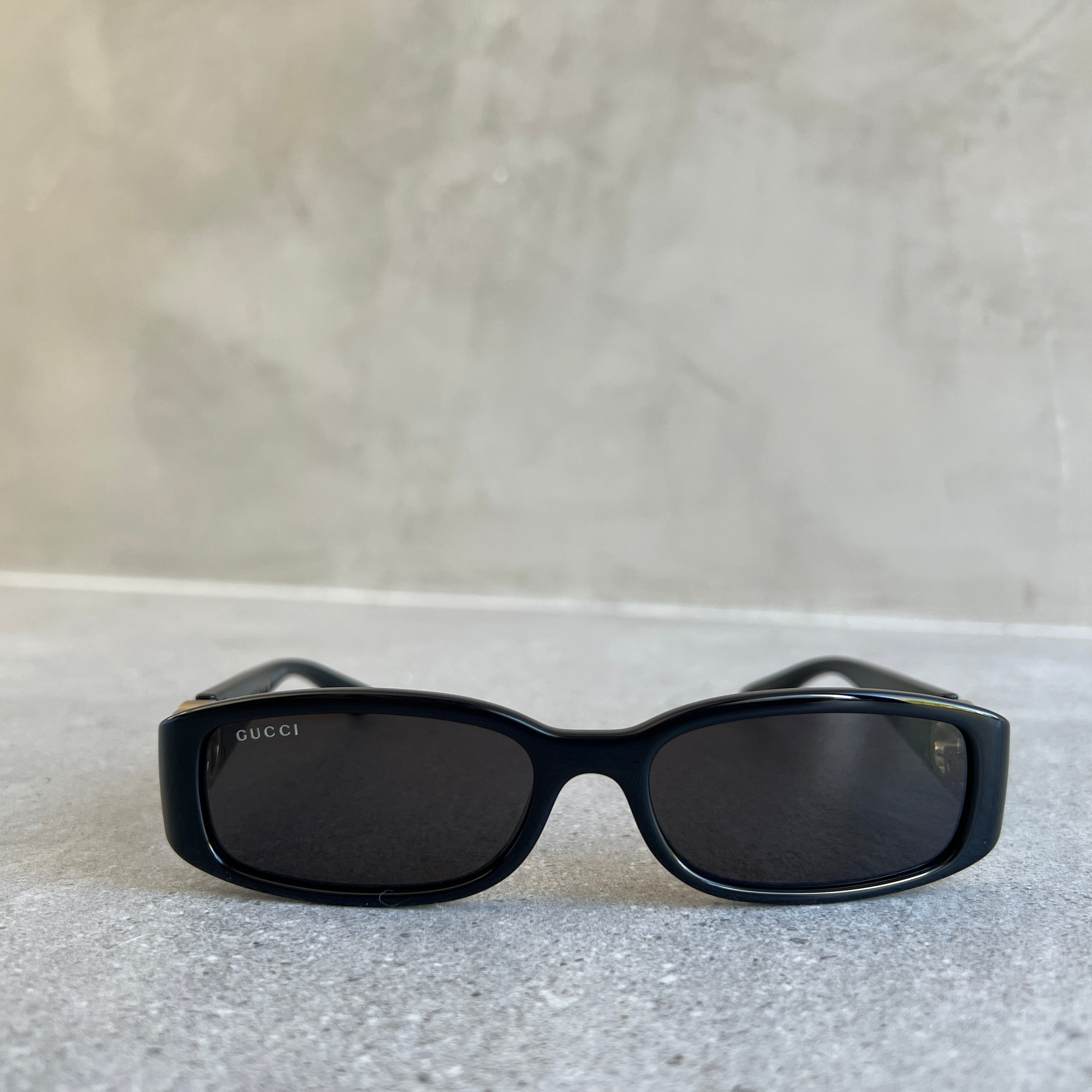 GG1661S Narrow Rectangle Acetate Sunglasses for Women & Men - Classic Black Frame UV Protection - Perfect for Driving, Beach & Outdoor Activities