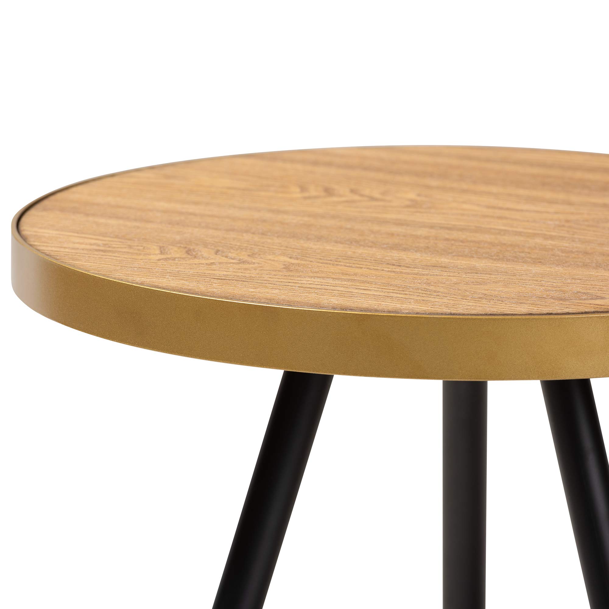 Baxton Studio Modern End Table - Walnut, Black & Gold Finish - Perfect for Living Room, Bedroom or Office Side Table