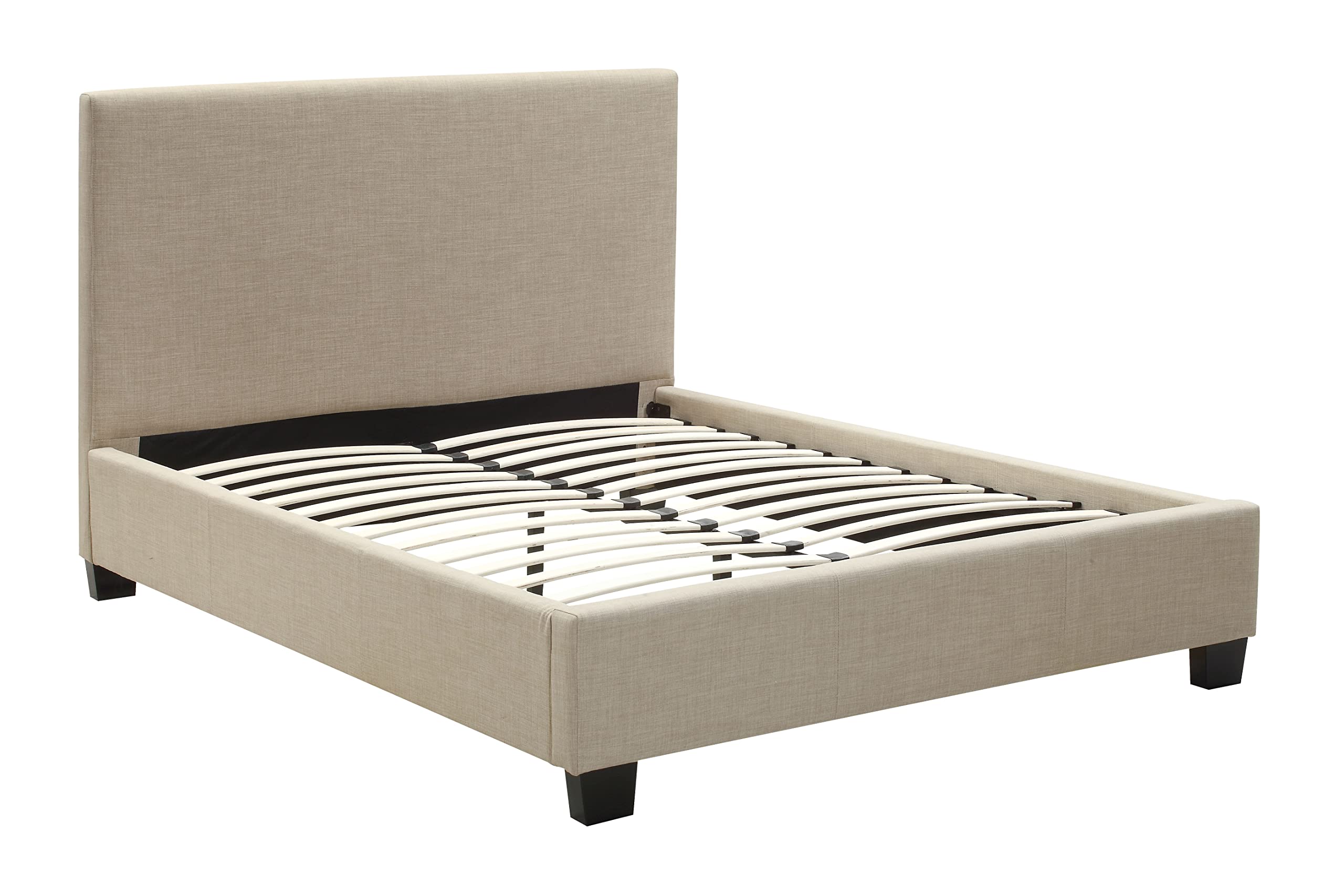 Modus Furniture Solid Wood King Size Platform Bed - Saint Pierre Toast Linen Finish | Durable Wooden Bed Frame for Master Bedroom & Guest Room