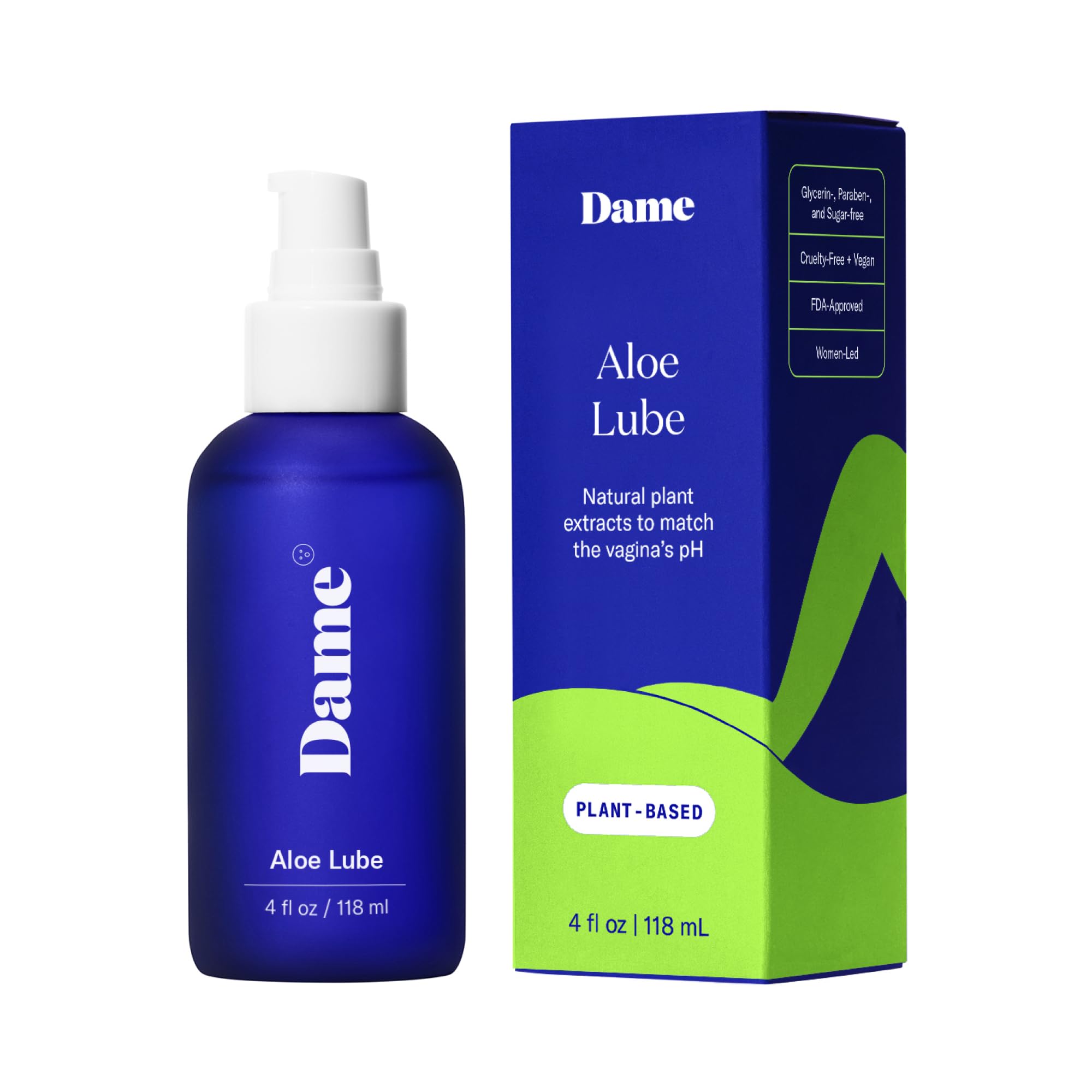Dame Products Aloe-Based Personal Lubricant for Women - 4 Fl Oz - Doctor Recommended pH-Balanced Aloe Vera Lube - Perfect for Intimate Comfort & Sensitive Skin Care - Ideal for Couples & Solo Use