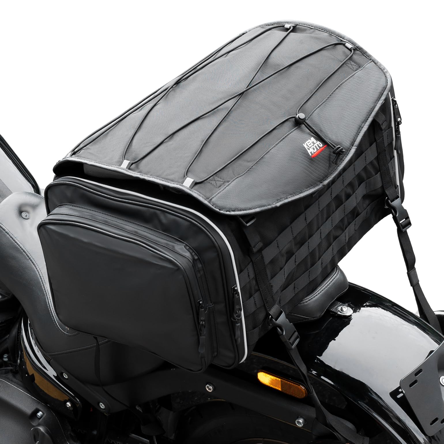 **KEMIMOTO 50L Expandable Motorcycle Tail Bag - Waterproof Rear Seat Bag with Rain Cover, Dual-Use Helmet Storage & Luggage Backpack for Commuting, Travel & Adventure**