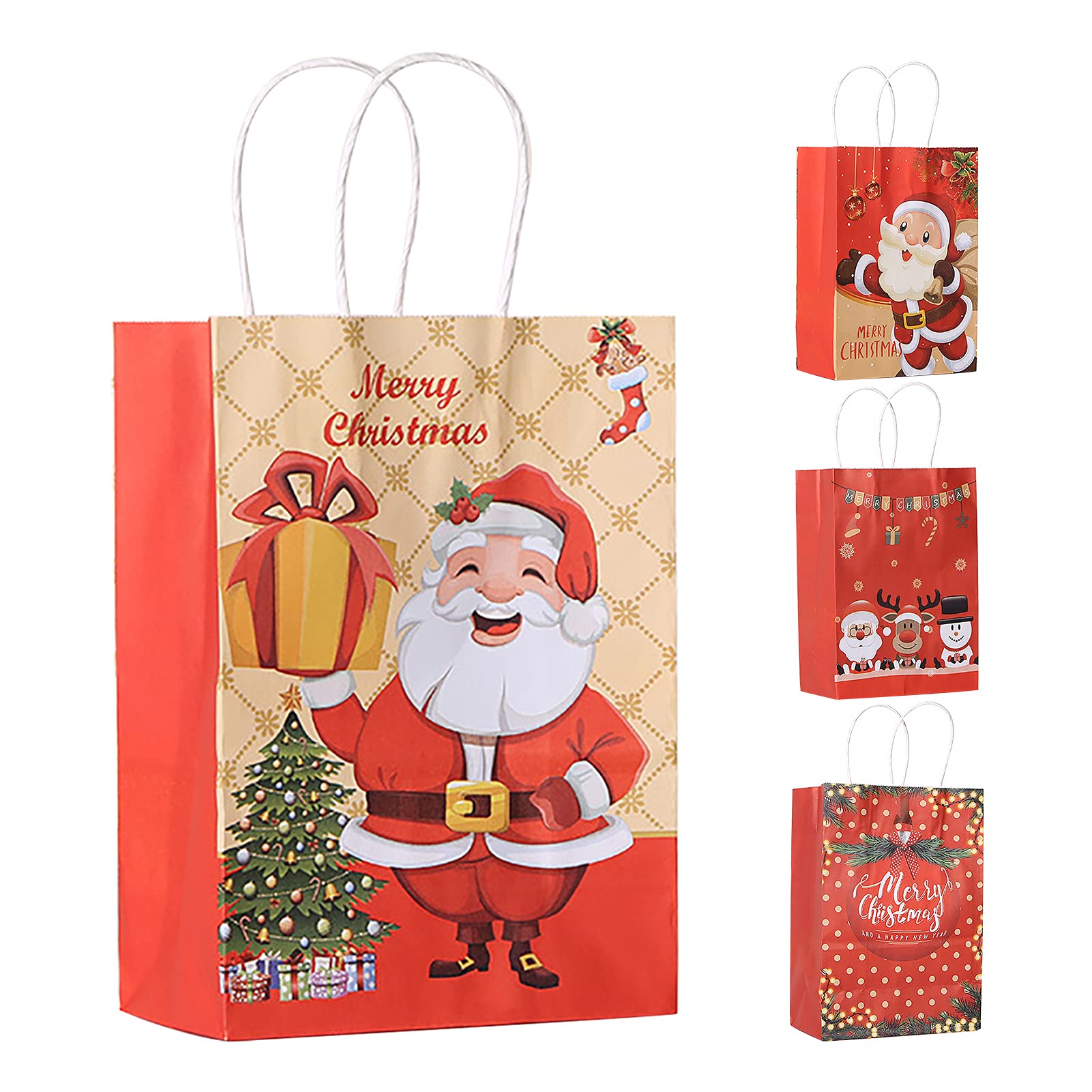 20Pcs Christmas Party Decorations & Ornaments - Large Kraft Paper Gift Bags with Handles for Holiday Home Decor, Xmas Tree Decorating & Present Wrapping (5