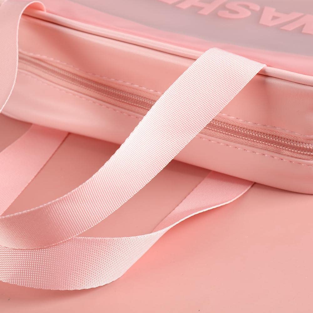 HomeSoGood 4Pcs Clear PVC Cosmetic Bags Set - Waterproof Travel Makeup Organizer for Beauty Tools, Pink Washable Cosmetic Cases (One Size) - Perfect for Travel, Salon, Gym & Daily Beauty Storage