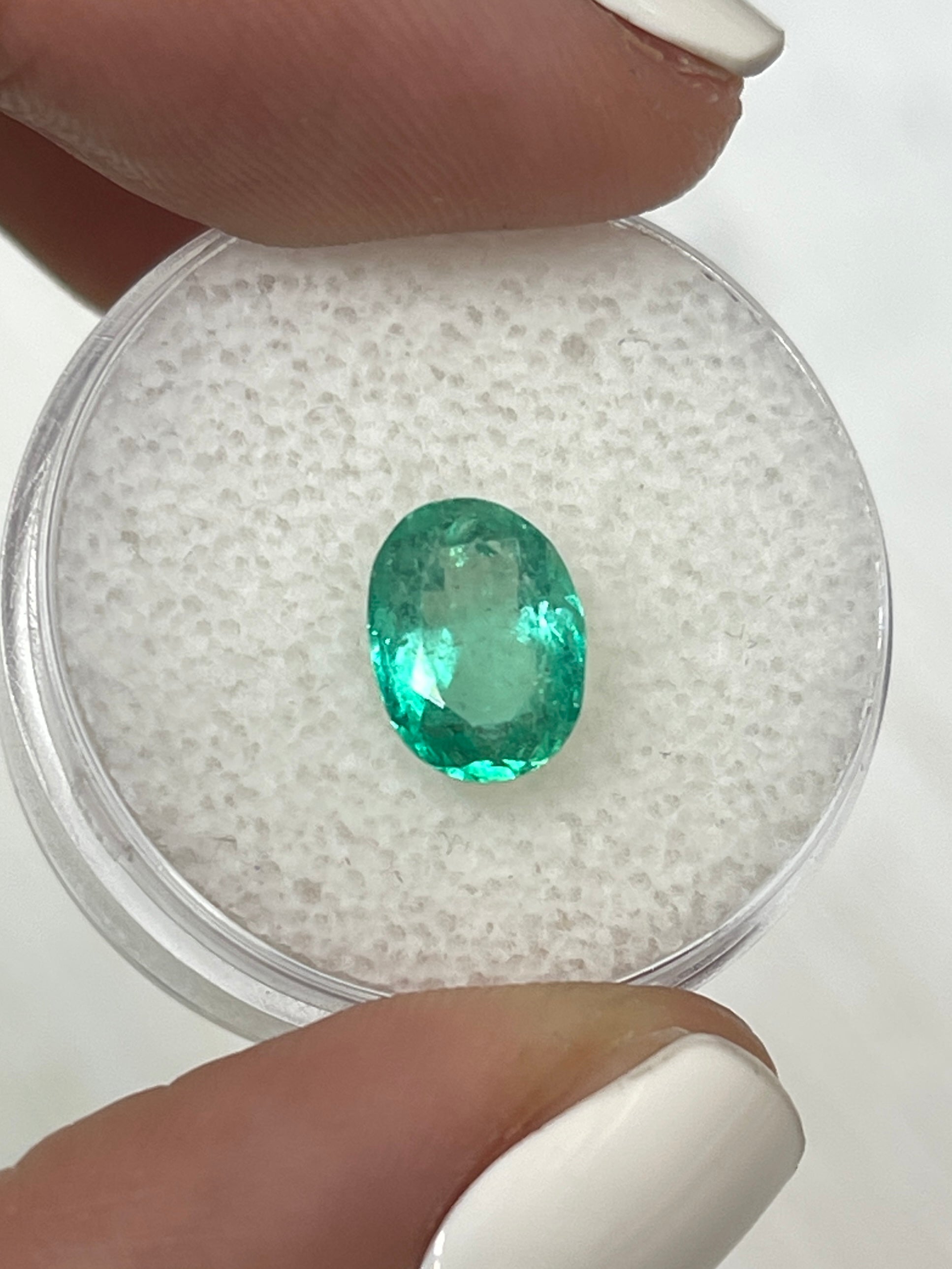 1.86 Carat Medium Light Green Natural Loose Colombian Emerald Oval Cut Gemstone for Jewelry Making, Engagement Rings & Fine Collections