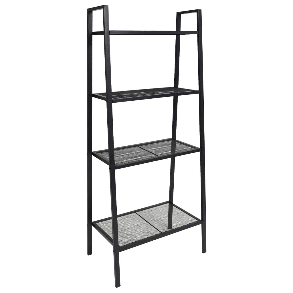 FAMIROSA 4-Tier Metal Ladder Bookcase - Black | Modern Bookshelf for Living Room, Bedroom & Office Storage
