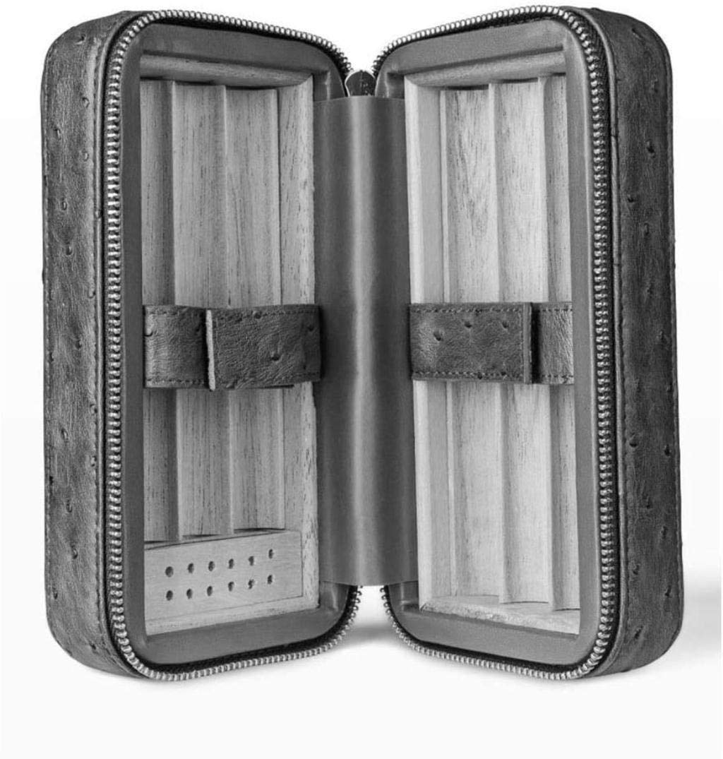 Premium Cow Leather Portable Cigar Humidor Case - 20.8 x 5 x 11cm Travel Cigar Box with Humidifier | Perfect for Cigar Storage, Aging, and Travel | Black Leather Cigar Accessories for Men