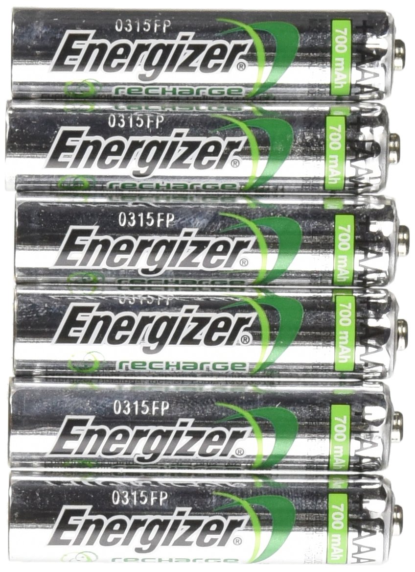 Energizer AAA Rechargeable NiMH Batteries - 6 Pack 700mAh 1.2V | Long Lasting Power for Cameras, Toys, Flashlights & Electronics | Eco-Friendly Reusable Batteries