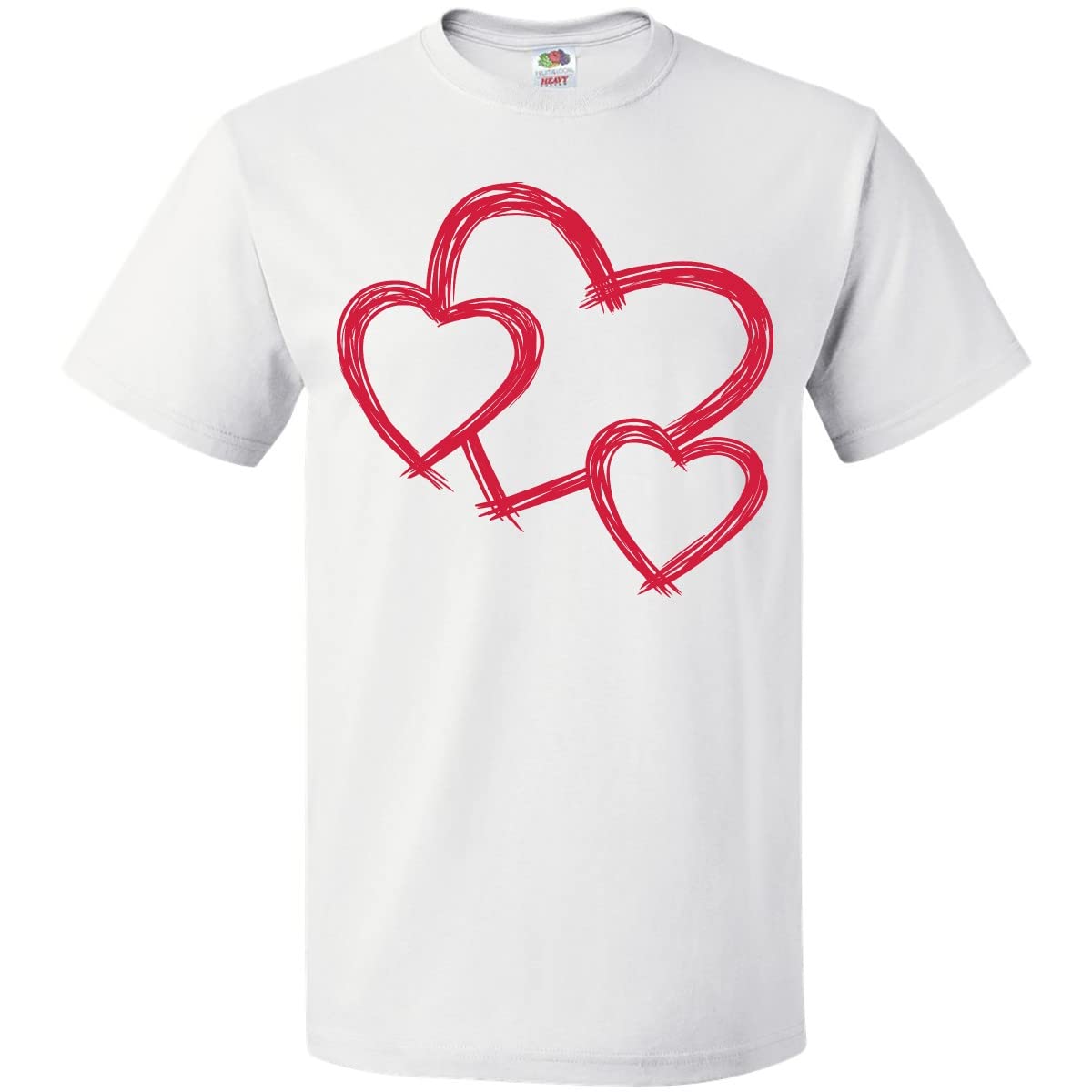 Inktastic Women's 3 Red Hearts Graphic T-Shirt - Soft Cotton Casual Tee for Valentine's Day, Date Night & Couple Outfits