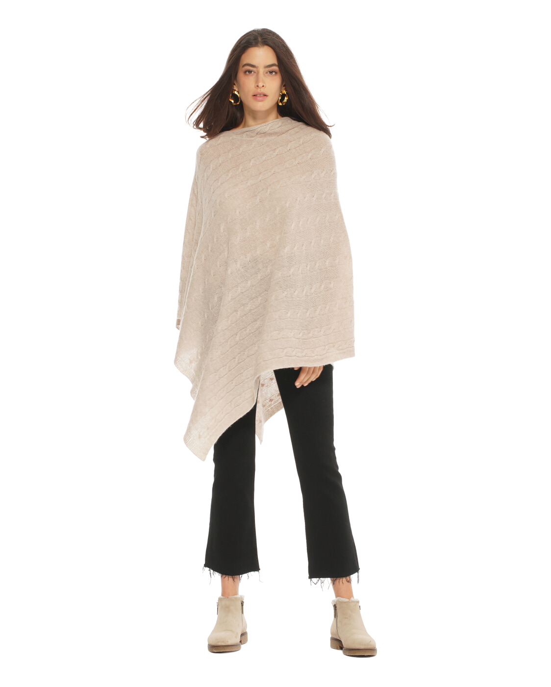 Luxury Women's Pure Cashmere Cable Knit Poncho - Soft Winter Shawl Wrap for Women - Perfect for Fall, Winter & Holiday Outfits