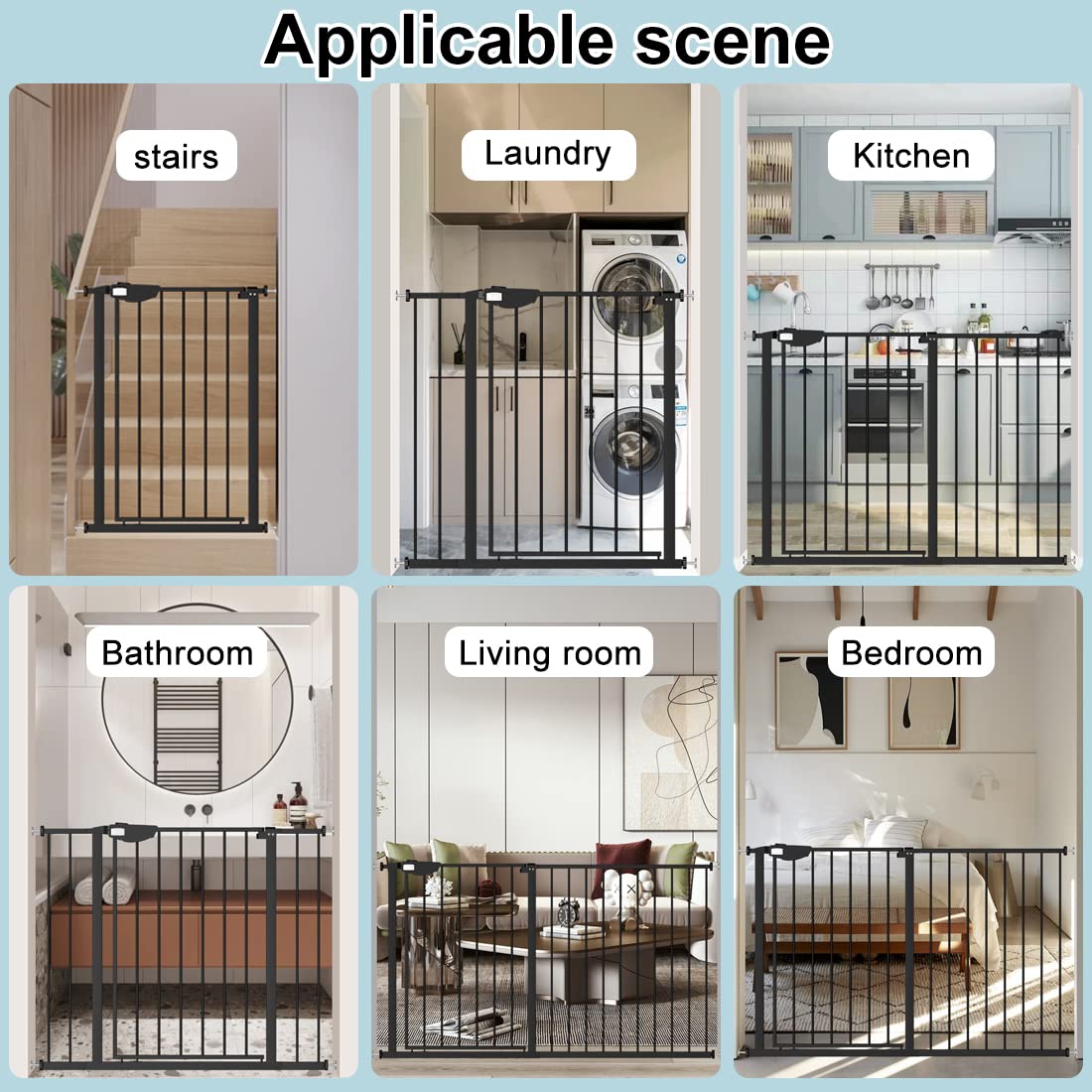 WAOWAO Triple Lock Baby Gate - Extra Wide 39.76-43.7 Inch Pressure Mounted Walk Through with Auto Close - Safety Metal Gate for Stairs, Doorways, Kitchen - Ideal for Babies, Pets, Dogs, Puppies and Cats - Perfect for Childproofing Homes and Pet Safety