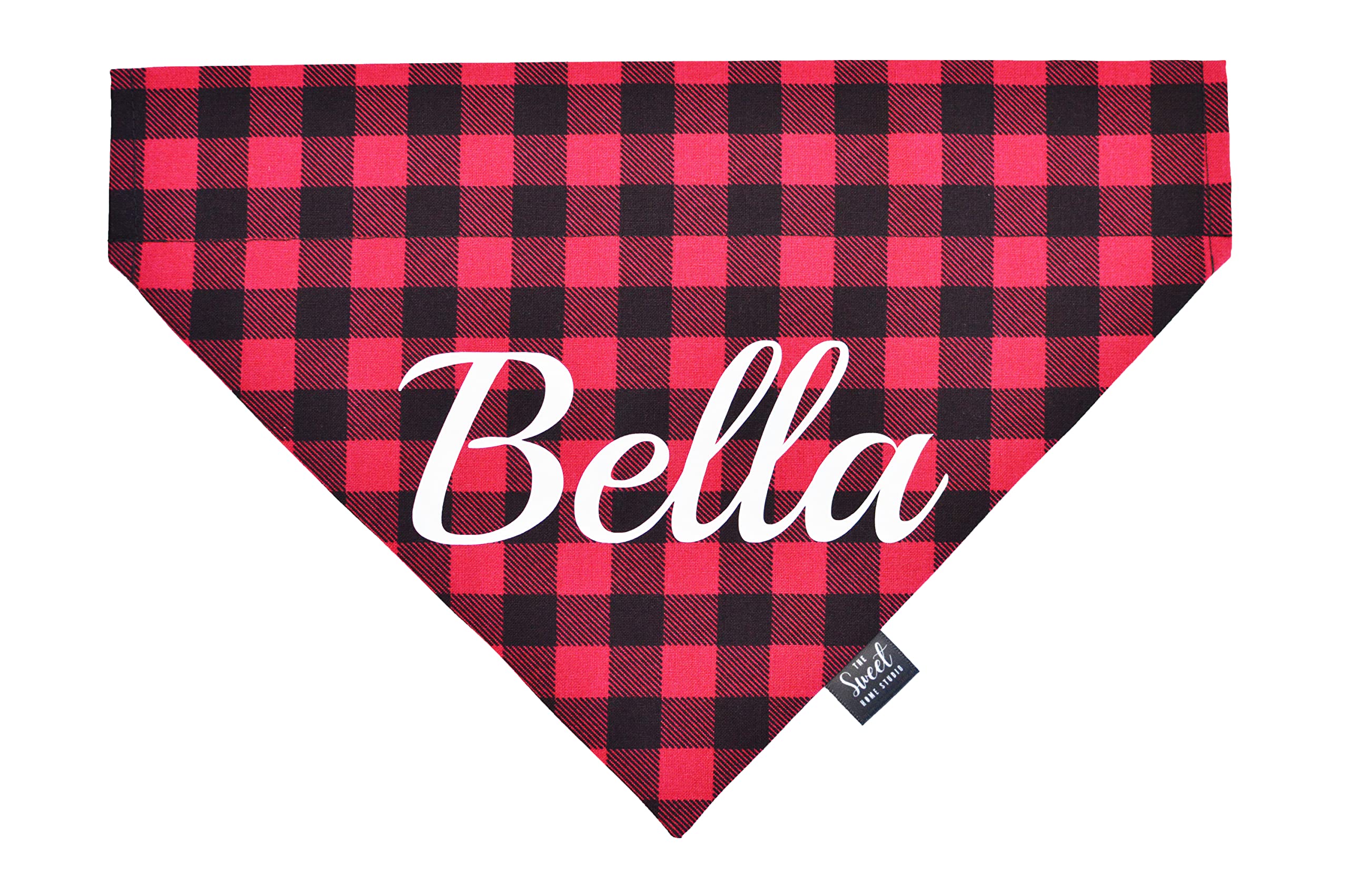 Custom Buffalo Check Dog Bandana - Personalized Over-the-Collar Pet Bandana in Red & Black Plaid - Adjustable Slip-On Collar Cover for Small, Medium & Large Dogs - Perfect Gift for Dog Lovers - Great for Holidays, Photos & Outdoor Adventures