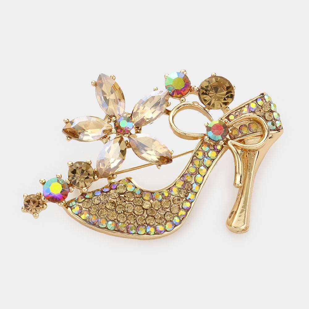 Topaz Stiletto Heel Marquise Pin Brooch - Elegant Vintage Accessory for Women | Perfect for Dresses, Jackets & Hats | Fashion Jewelry Gift for Her