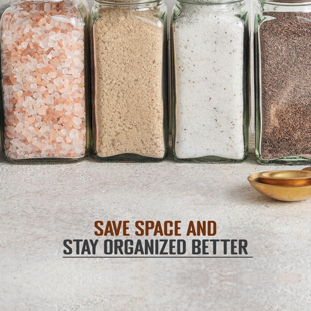 Premium Clear Square Glass Spice Jar with Adjustable Grinder Cap - 4oz BPA-Free Refillable Container for Pepper, Salt, Herbs & Sugar | Food Grade, Dishwasher Safe | Perfect for Kitchen, Pantry Organization & Gourmet Cooking | Handcrafted in USA