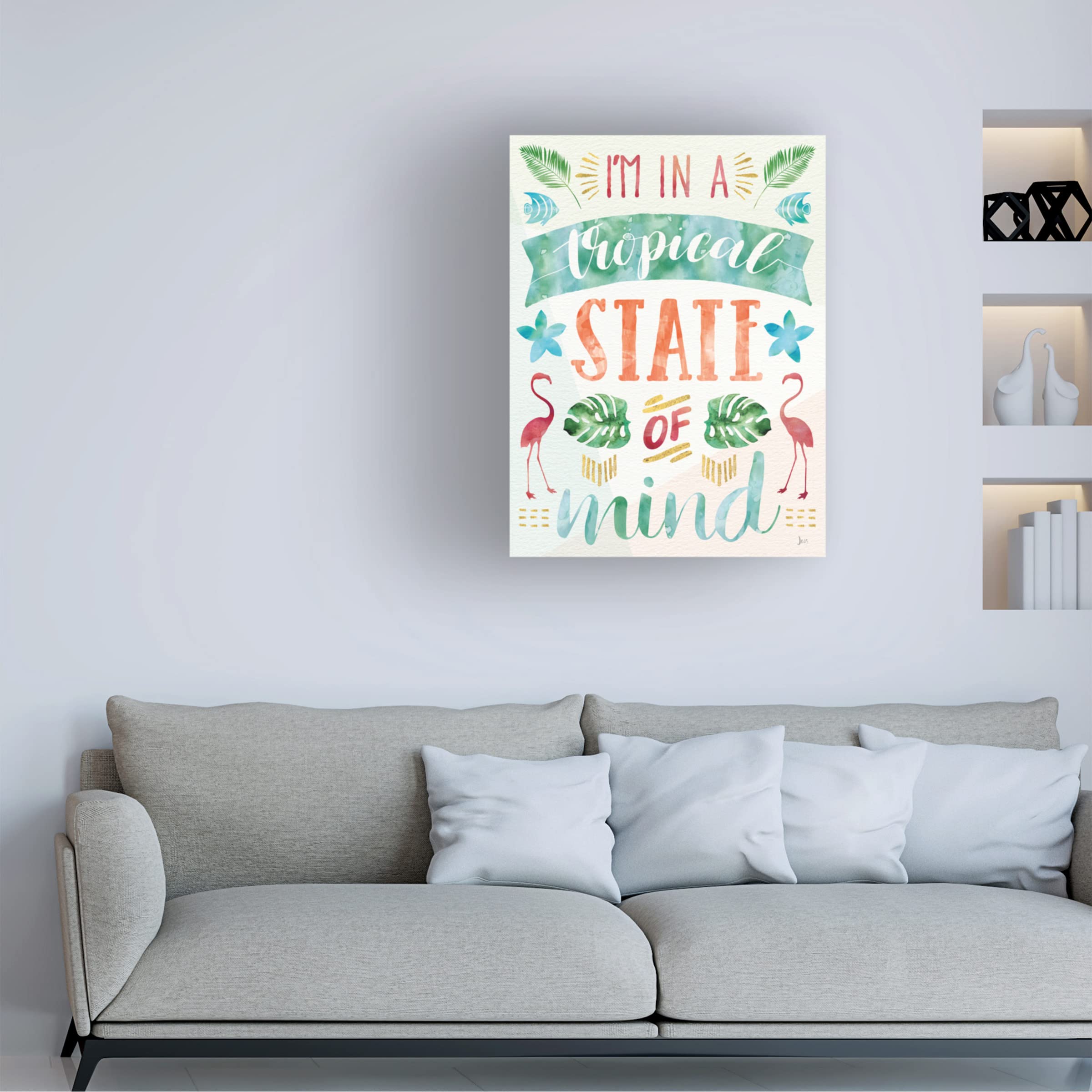 Trademark Fine Art 'Words of Paradise II' Canvas Wall Art by Jess Aiken - Tropical Beach Landscape Painting for Living Room, Bedroom & Office Decor
