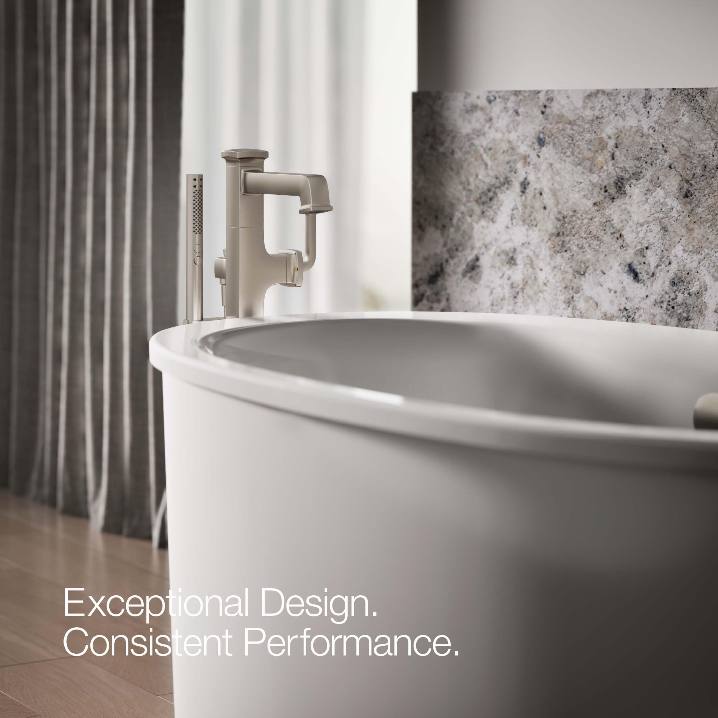 KOHLER RIFF® Freestanding Bathroom Faucet Trim - Modern Matte Black Bathroom Sink Faucet for Vanity & Luxury Spa Decor