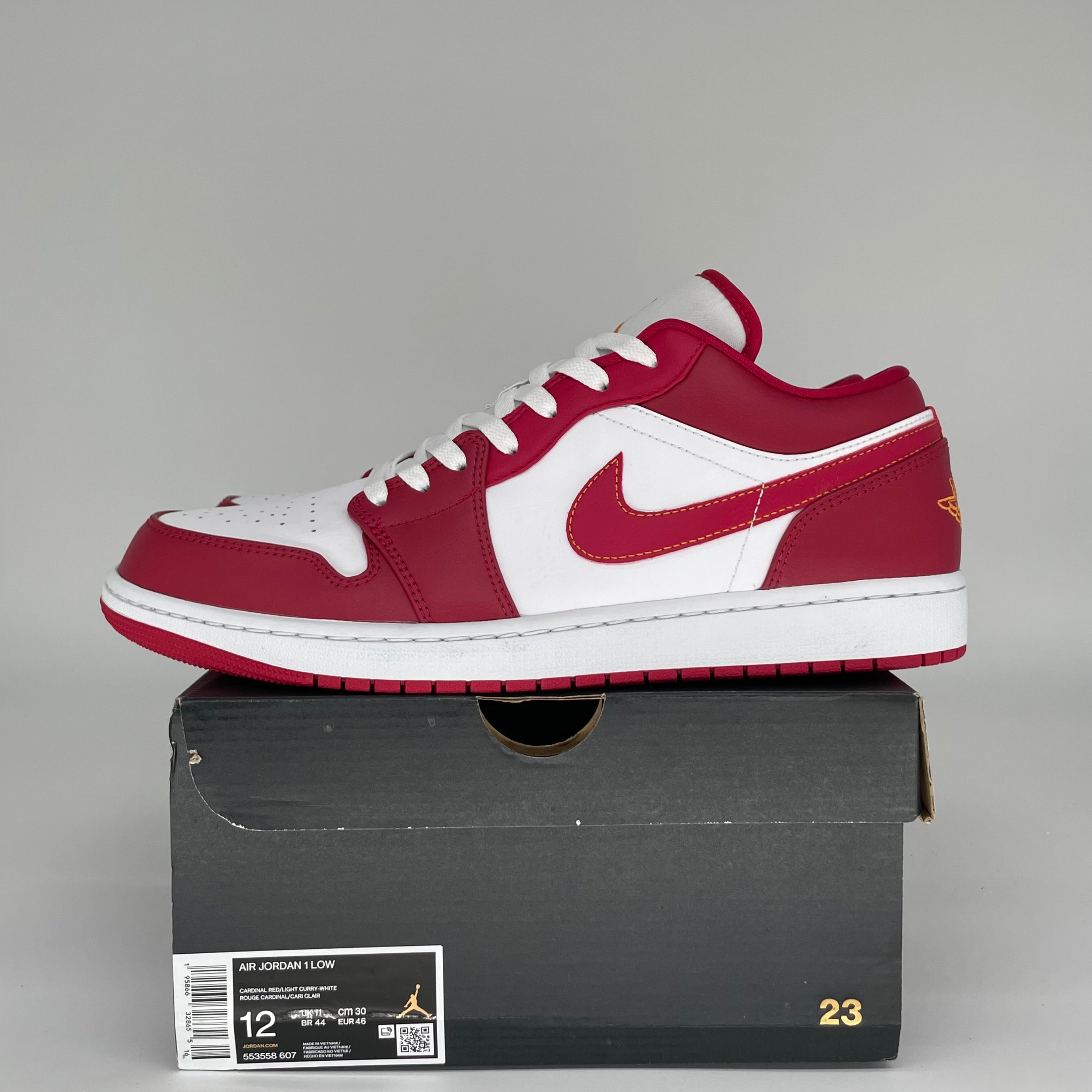 AIR JORDAN 1 LOW CARDINAL RED Men's Basketball Shoes - Size 12 (553558-607) | Sneakers for Streetwear, Casual Outfits & Basketball Games