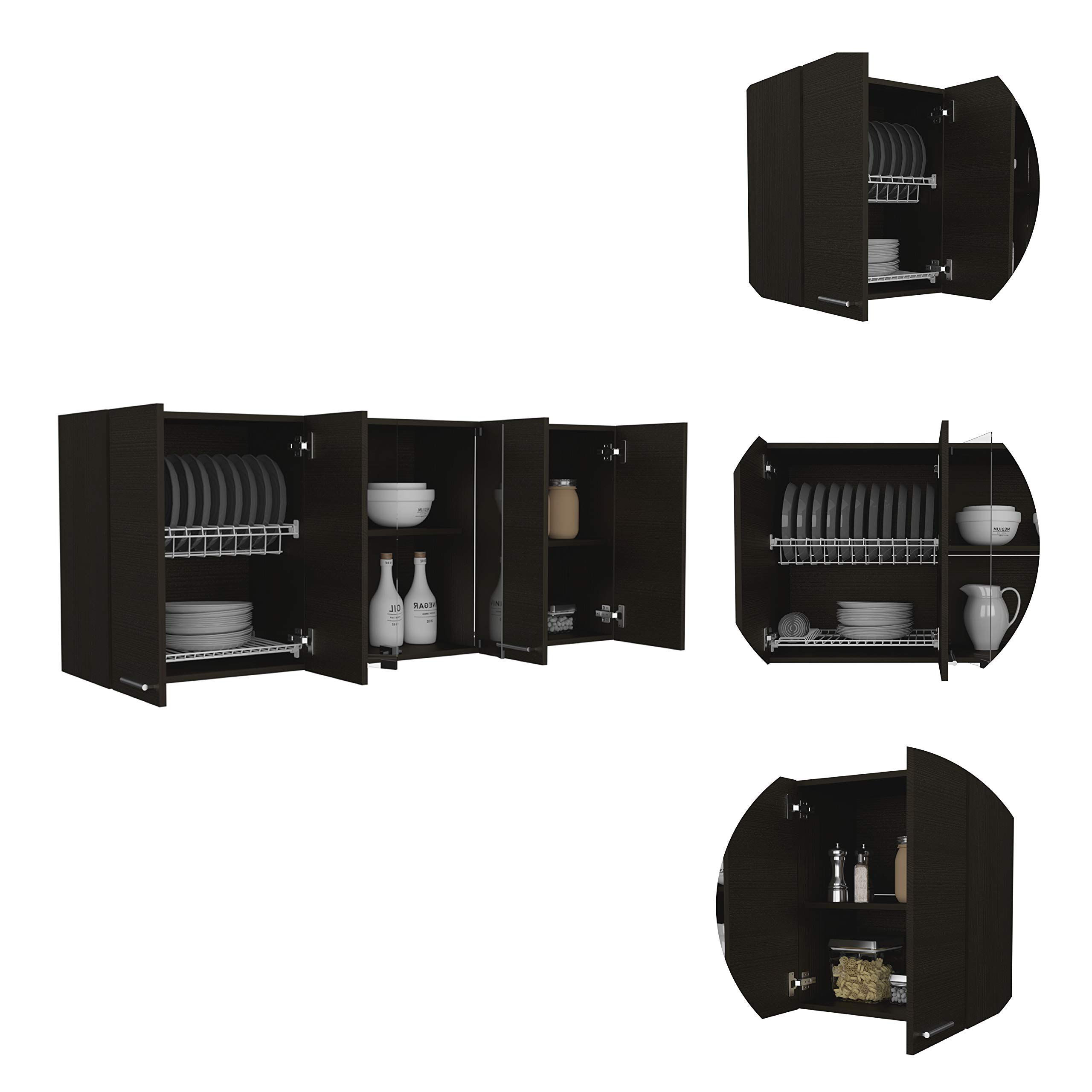 Oceana 150 Wall Cabinet with 4 Doors, 2 Internal Shelves, Plate & Glass Organizer - 24
