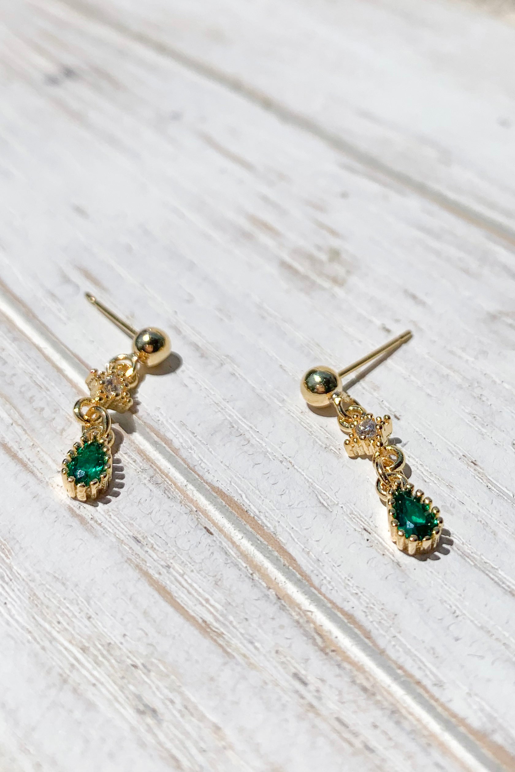 14K Gold Plated Tiny Green Natural Stone Stud Earrings for Women – Elegant Bridal Party Gifts, Wedding Jewelry, Birthday Present & Everyday Wear