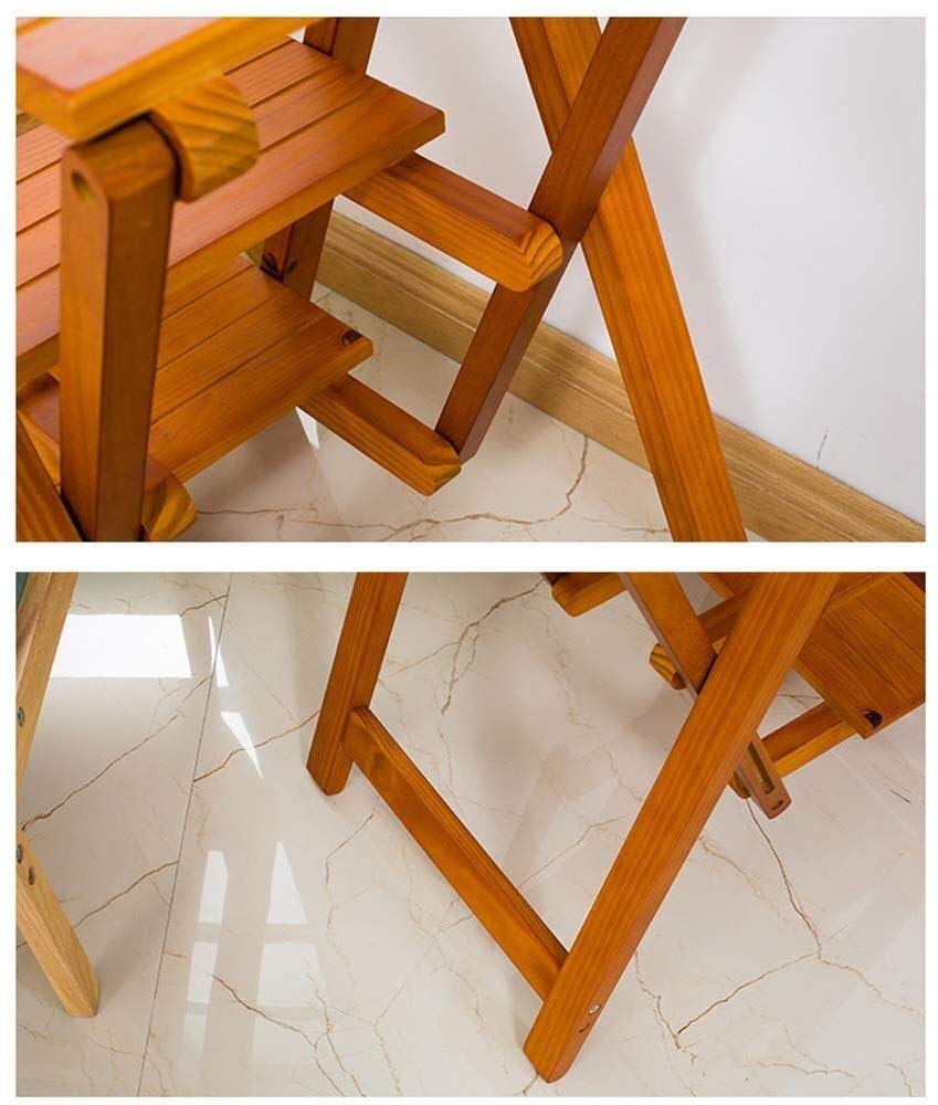 3-Tier Solid Wood Folding Step Stool for Kitchen, Home & Indoor Use - Multifunctional Ladder Stool, Compact & Space-Saving Step Chair for Adults & Kids - Perfect for Reaching High Shelves, Cabinets & Storage