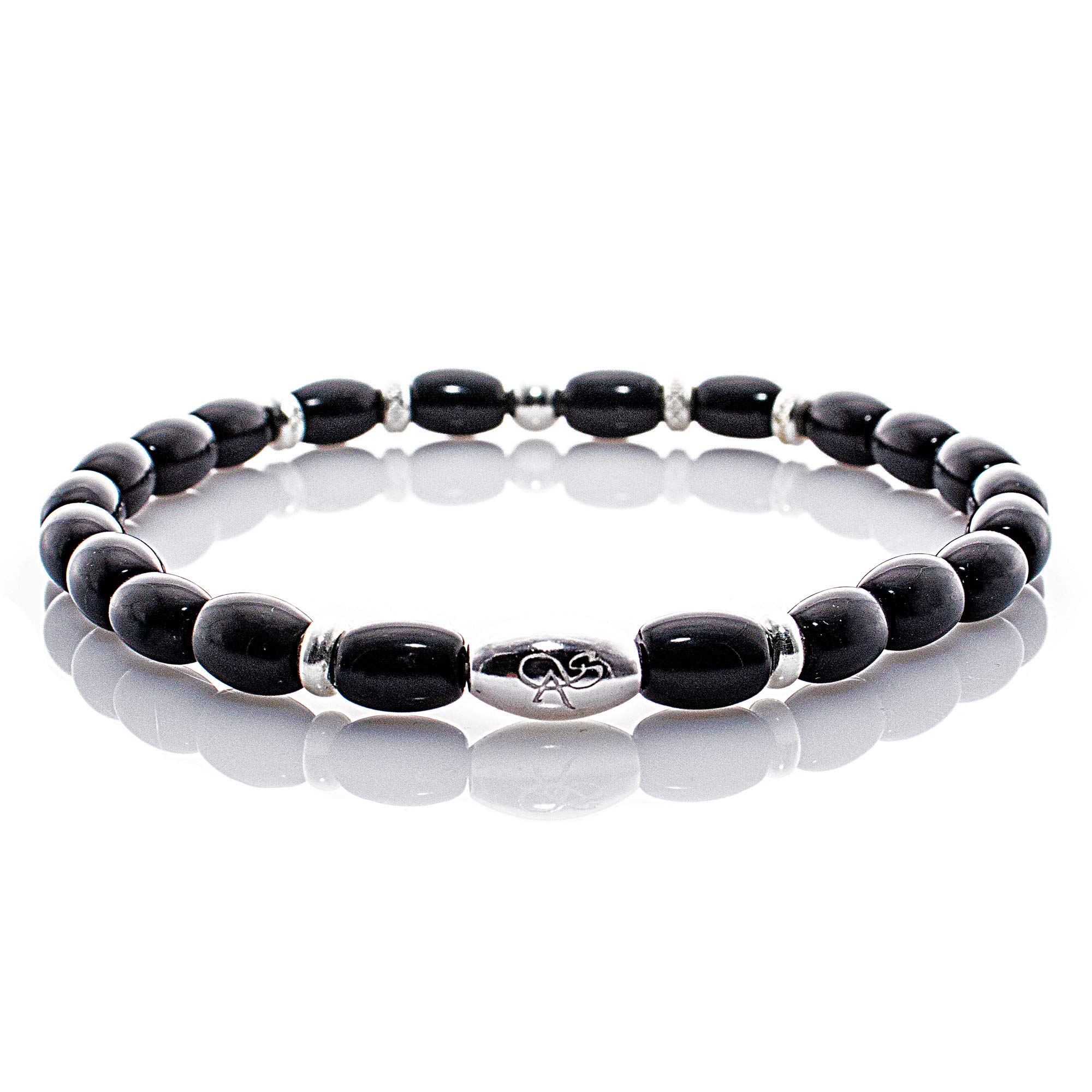Black Obsidian & 925 Sterling Silver Beaded Bracelet for Women - Protection & Healing Crystal Jewelry for Meditation, Yoga & Spiritual Wellness