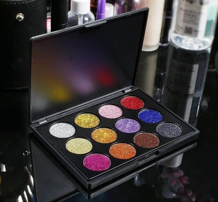 ZOOMIQUE 12-Color Glitter Eyeshadow Palette with Blender & Brushes - Perfect for Party & Night Out Makeup