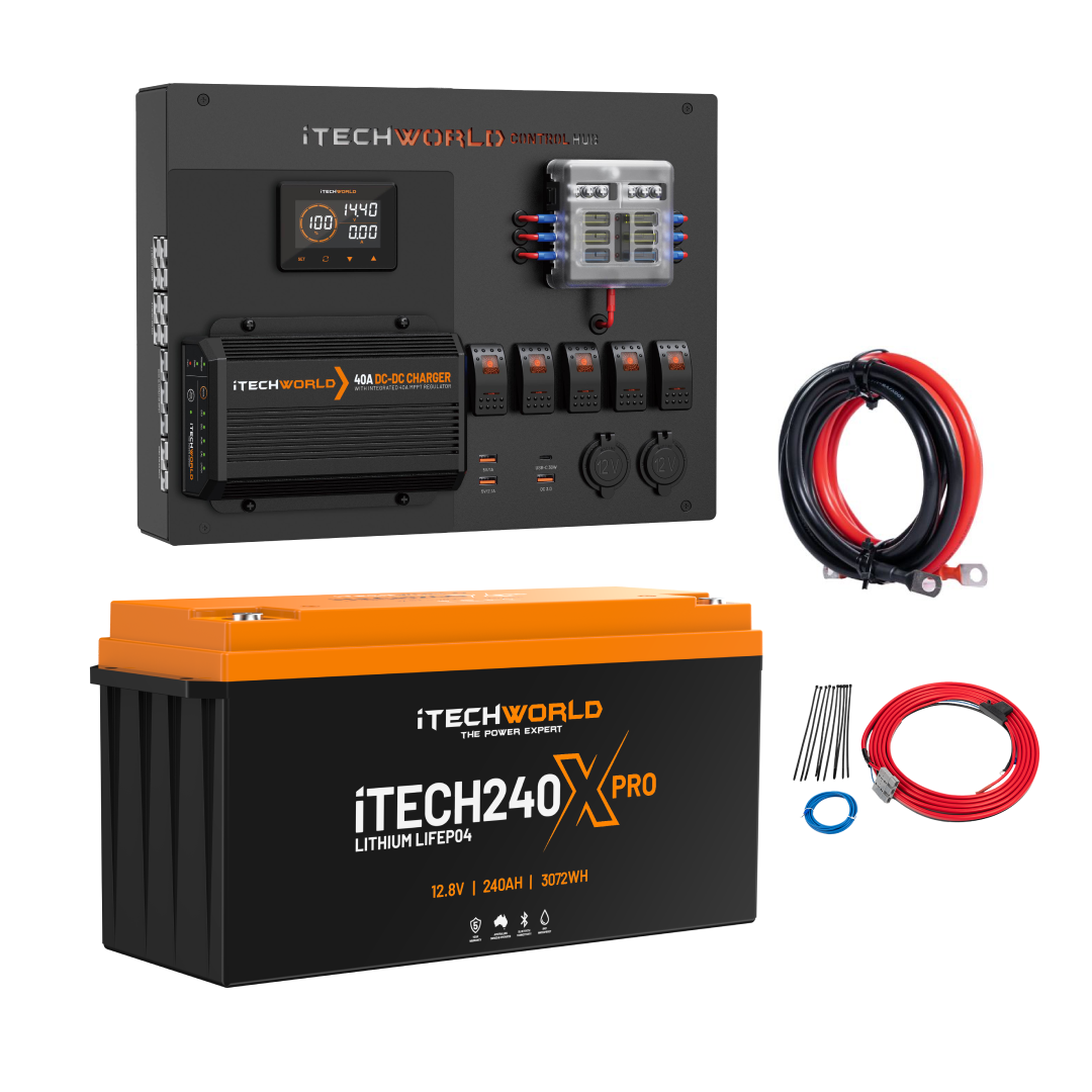 iTechworld Control Hub Kit with 40A DCDC Charger & iTECH120X PRO - Advanced Power Management for RVs, Boats, and Off-Grid Solar Systems