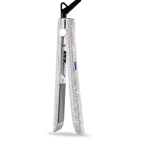 Bling LCD Display Titanium Hair Straightener Flat Iron - Professional Salon-Grade Styling Tool for Smooth & Shiny Hair (Silver Shine) | Perfect for Home Use, Travel & Salon Styling